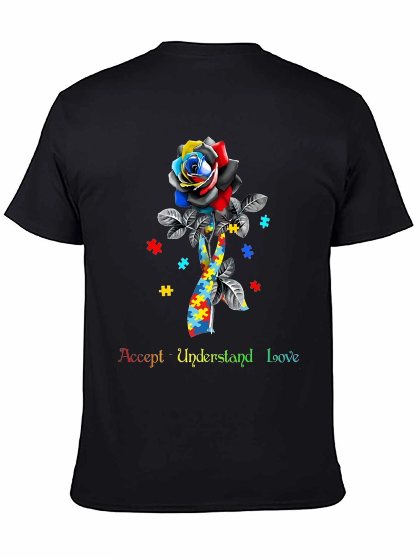 Autism Awareness Rose Puzzle Piece T-Shirt