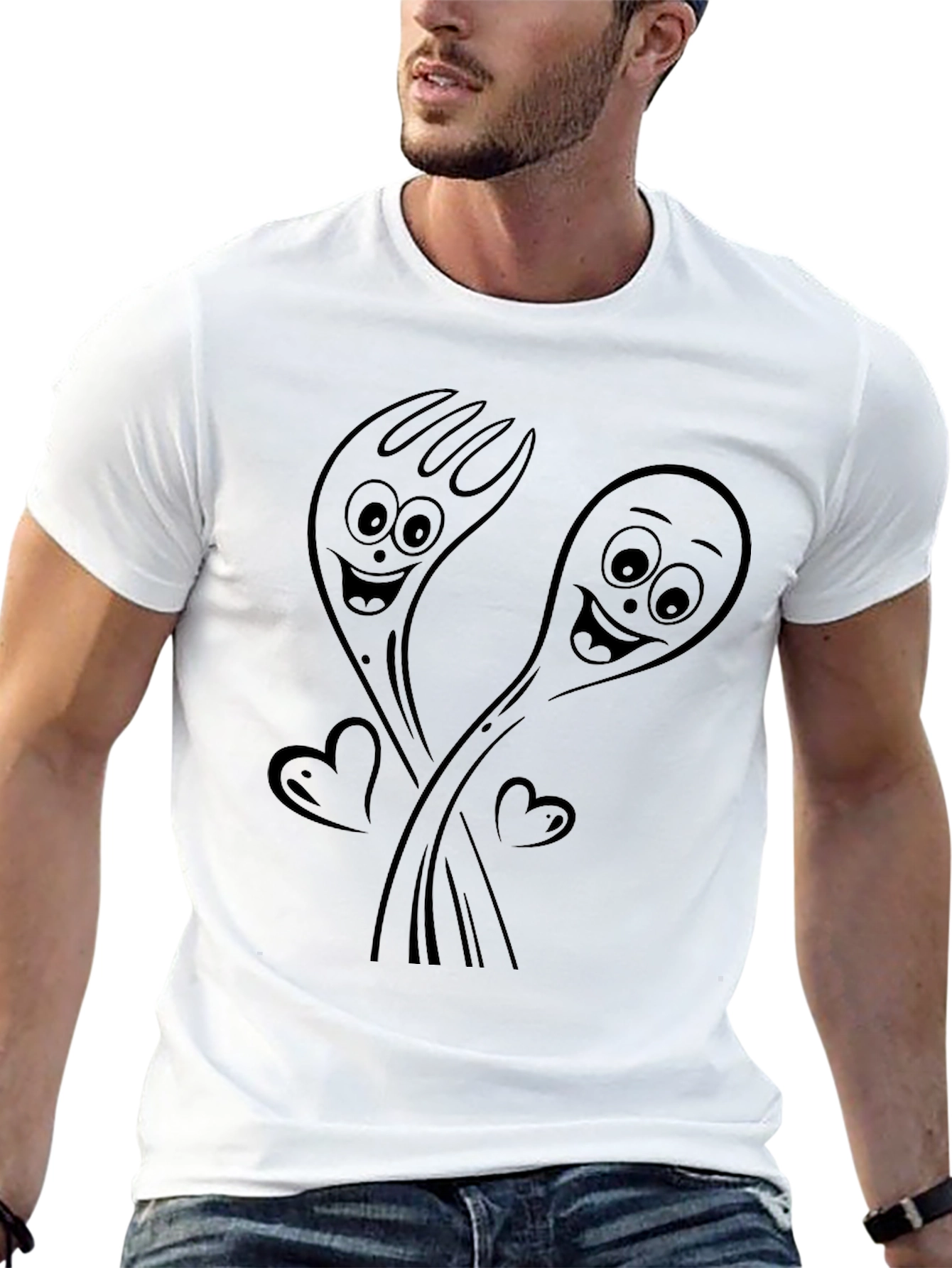 Forky Love T-Shirt - Black Cartoon Graphic Tee