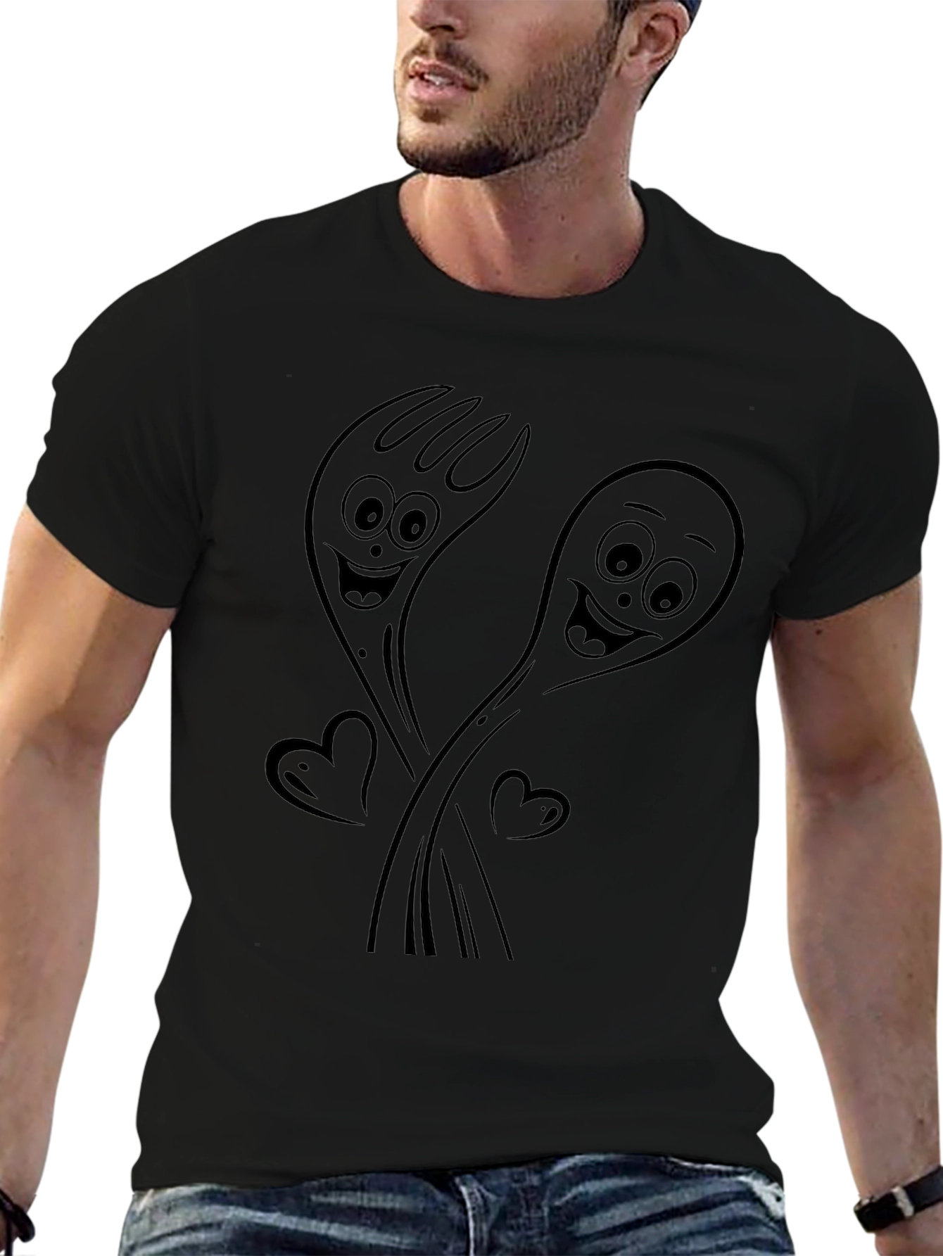 Forky Love T-Shirt - Black Cartoon Graphic Tee
