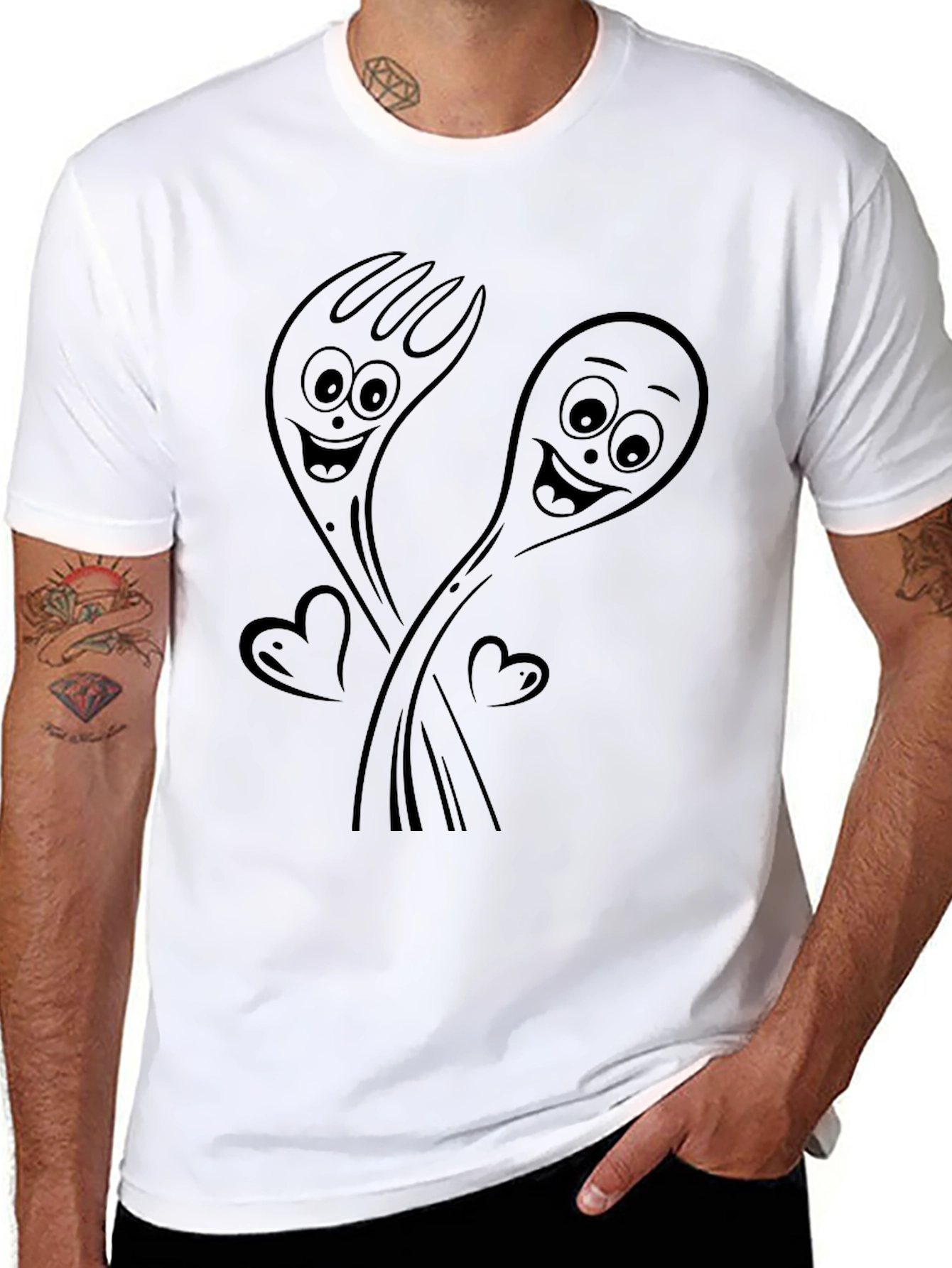 Forky Love T-Shirt - Black Cartoon Graphic Tee