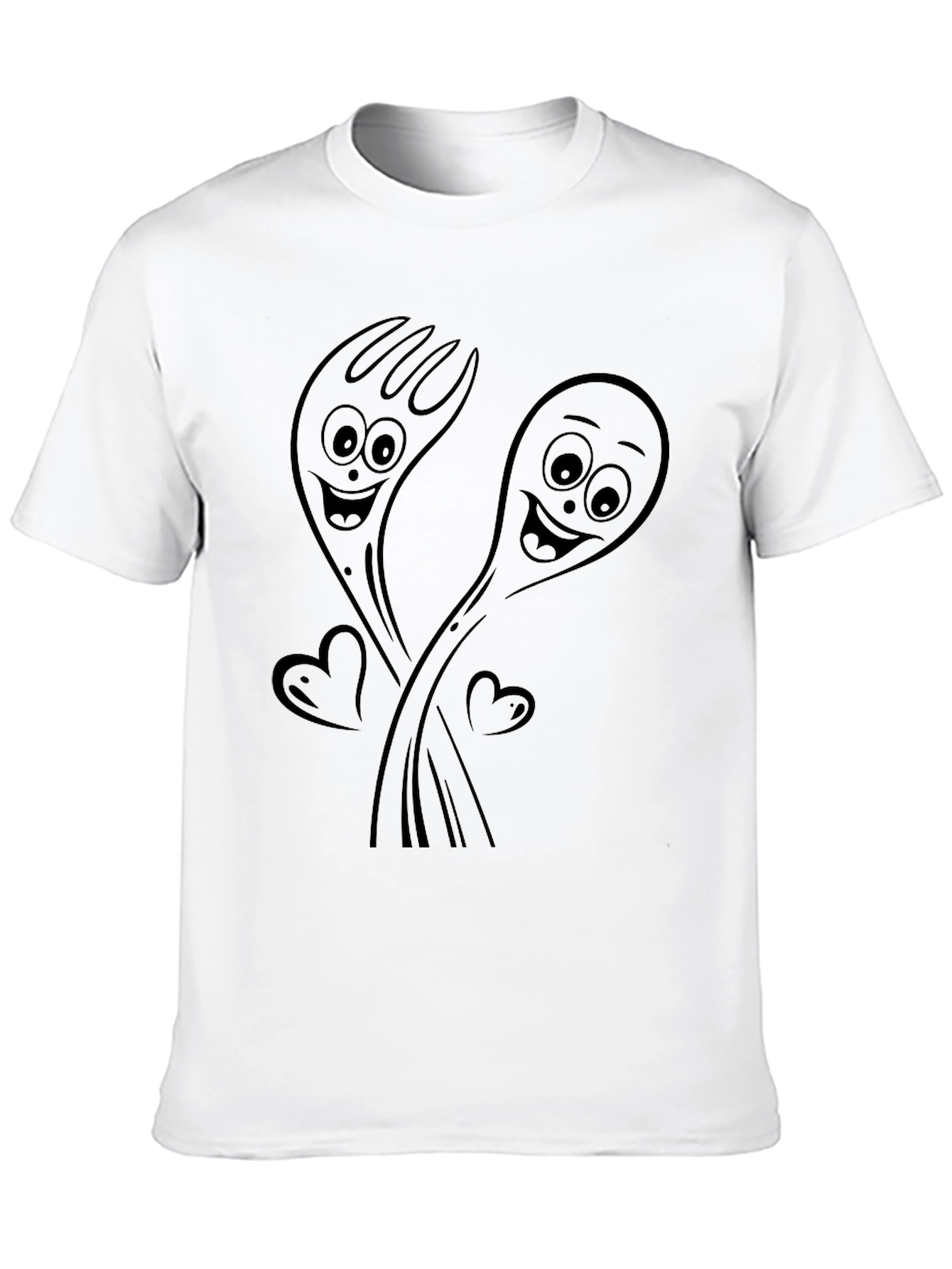 Forky Love T-Shirt - Black Cartoon Graphic Tee