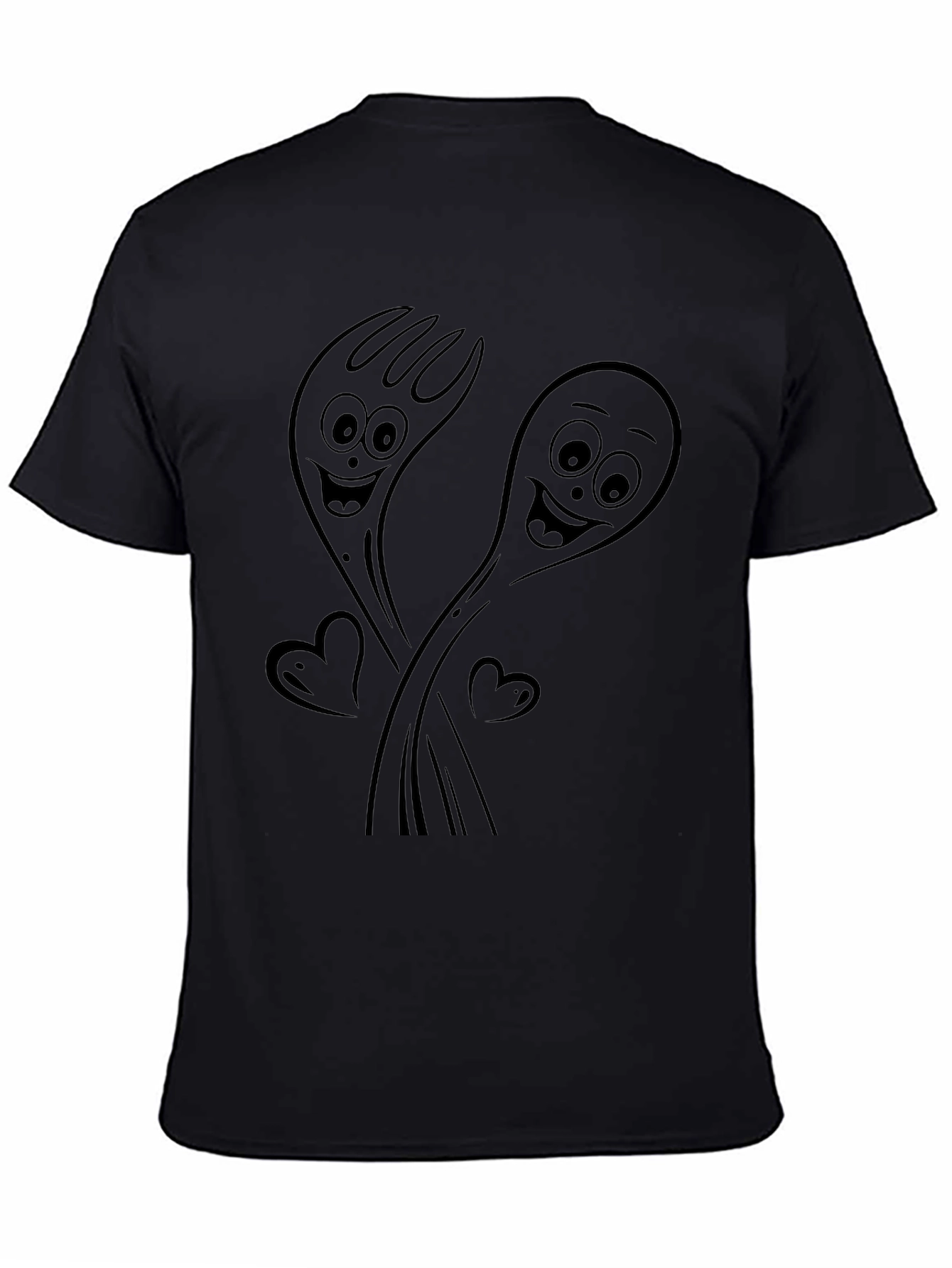 Forky Love T-Shirt - Black Cartoon Graphic Tee