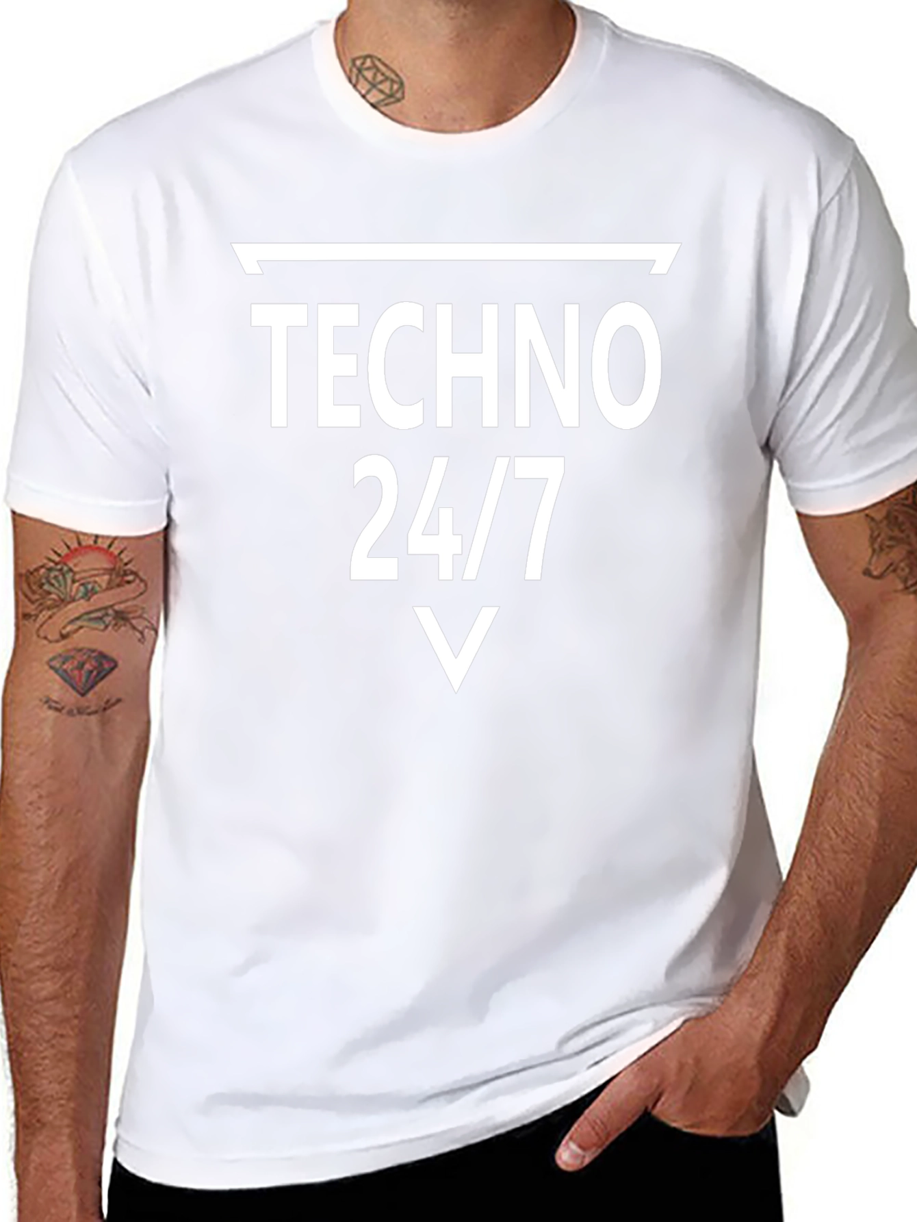 Techno 24/7 Graphic Tee - Music Lovers T-Shirt