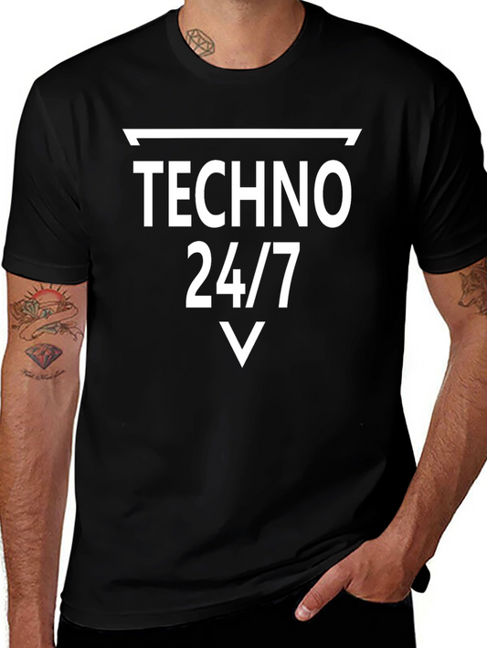 Techno 24/7 Graphic Tee - Music Lovers T-Shirt