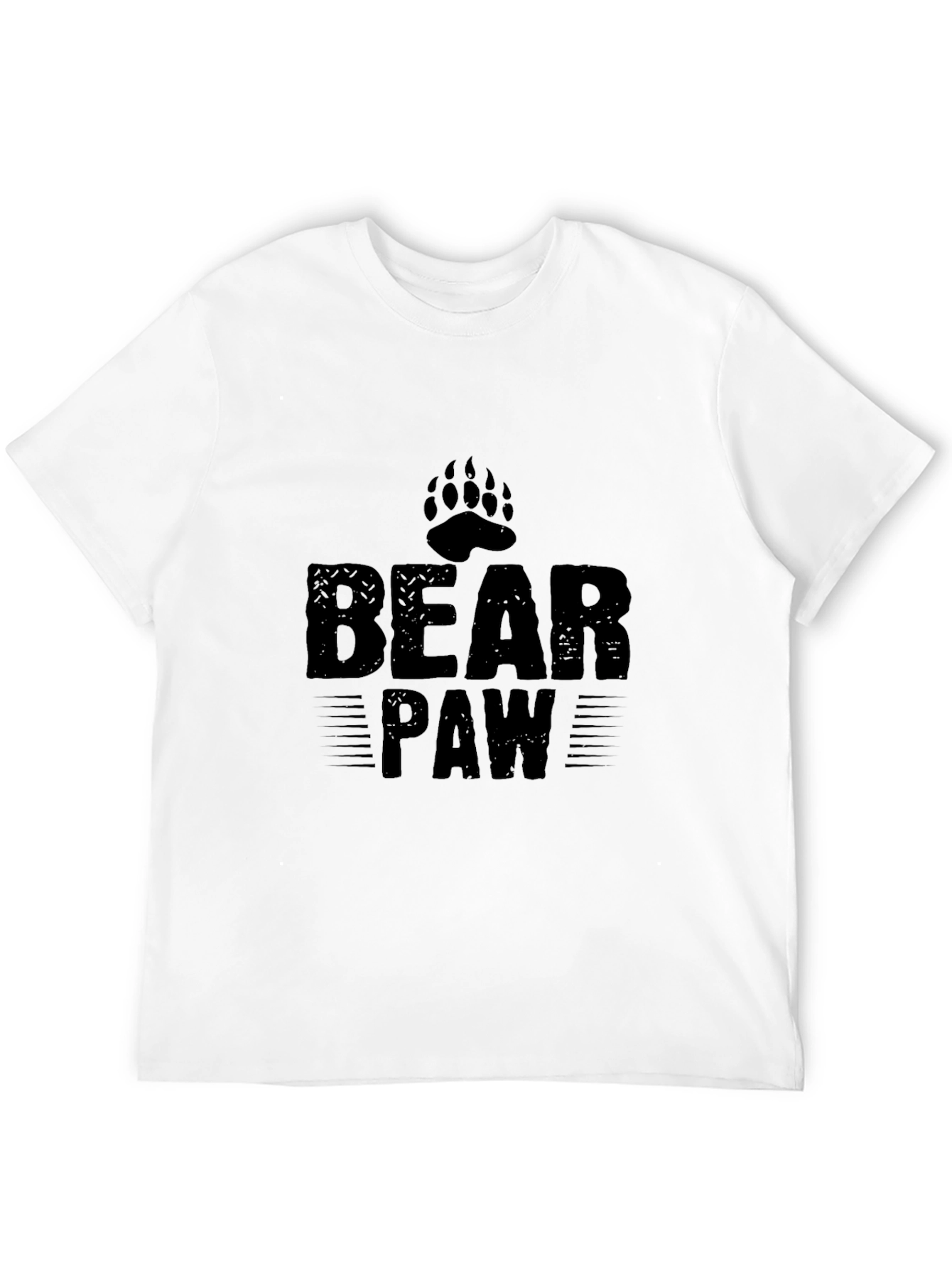 Mens Black Bear Paw Print Graphic T-Shirt