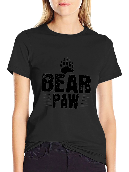 Mens Black Bear Paw Print Graphic T-Shirt