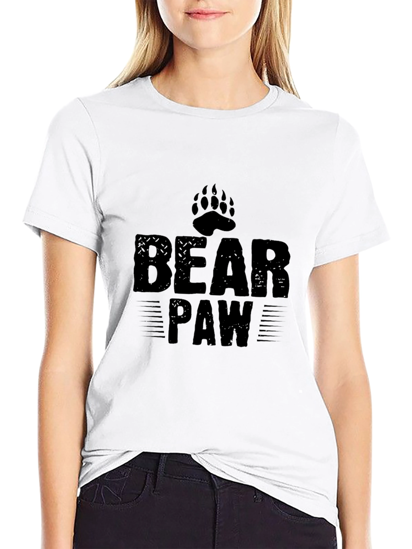 Mens Black Bear Paw Print Graphic T-Shirt
