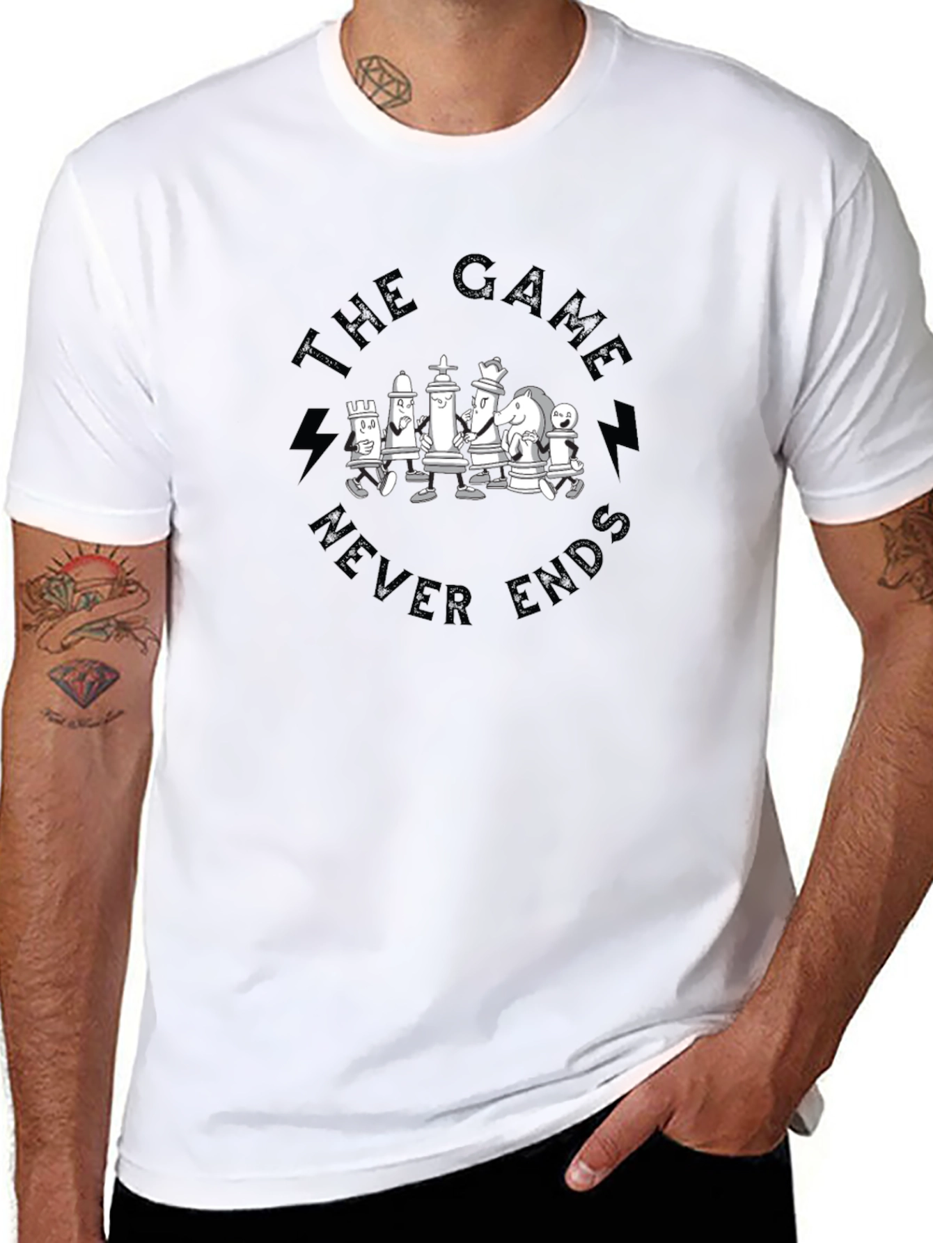 The Game Never Ends Chess T-Shirt