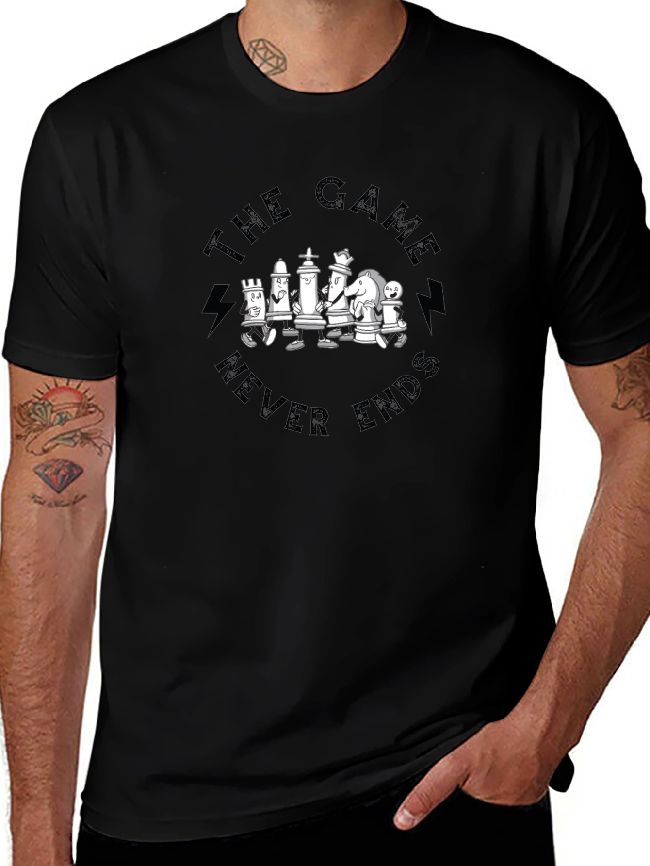 The Game Never Ends Chess T-Shirt