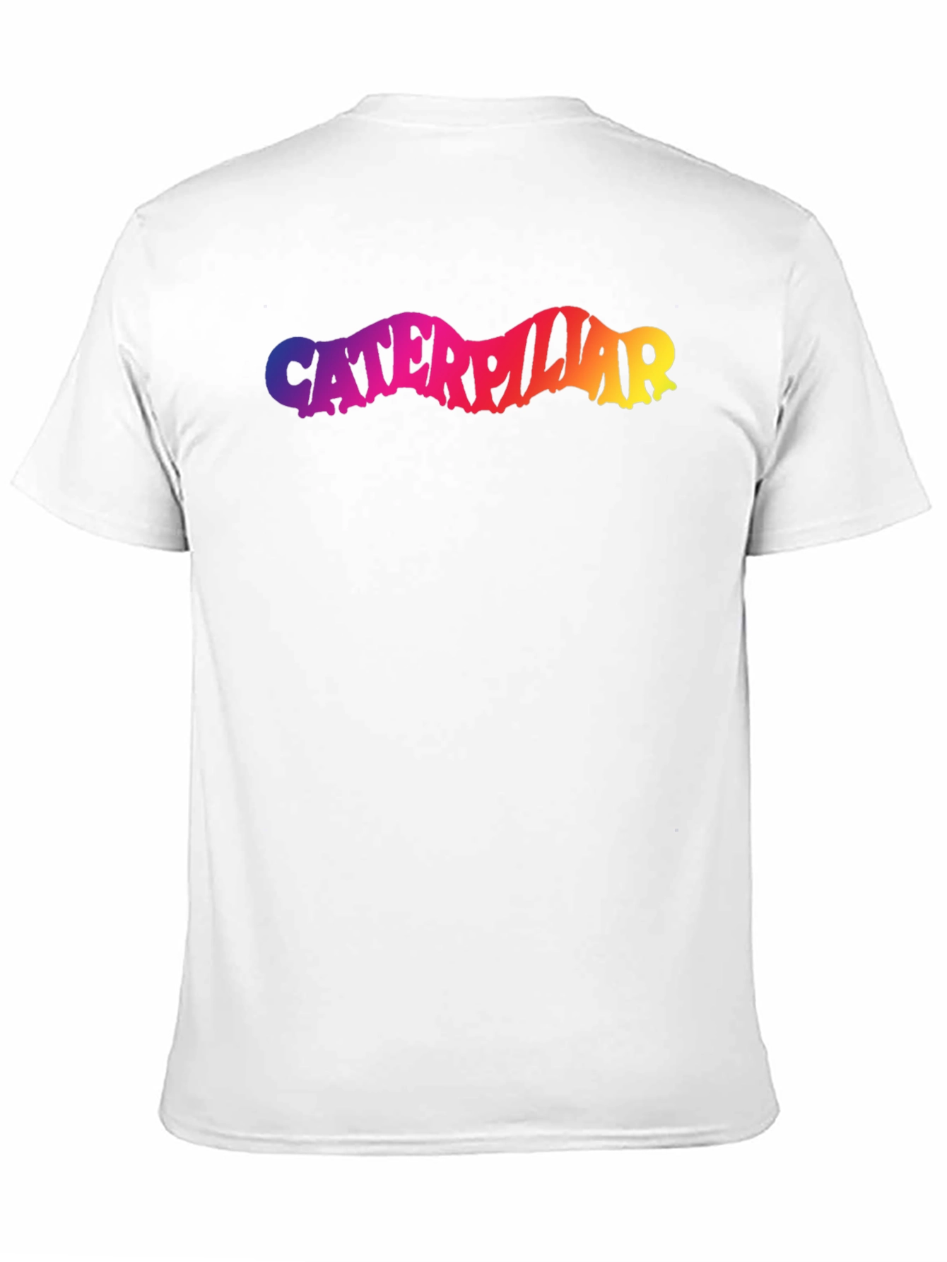 Caterpillar Rainbow Text Black T-Shirt