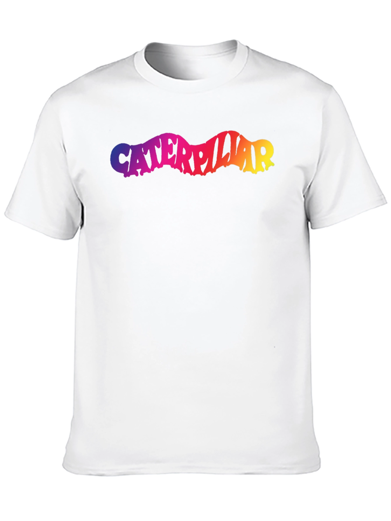 Caterpillar Rainbow Text Black T-Shirt