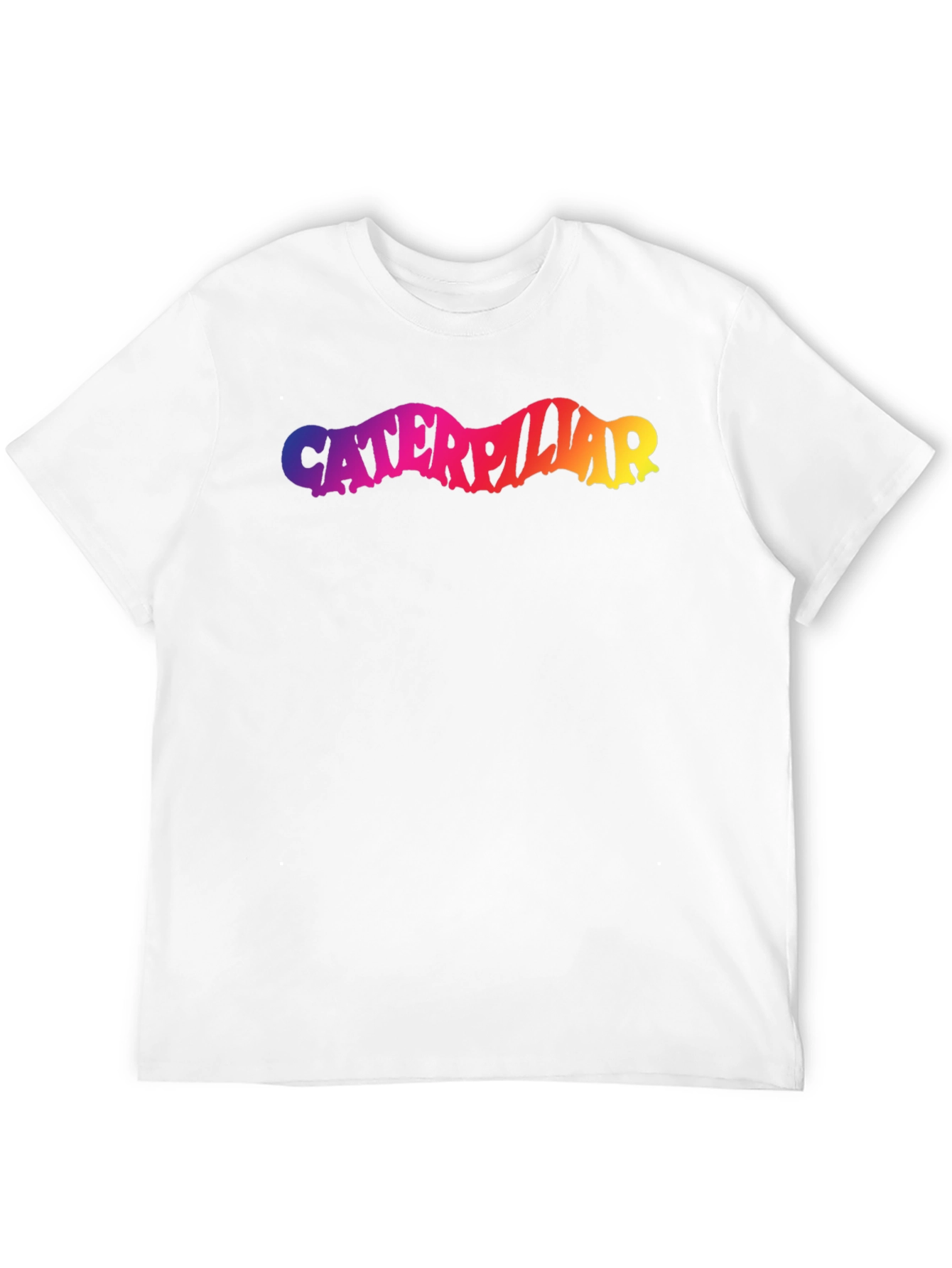 Caterpillar Rainbow Text Black T-Shirt