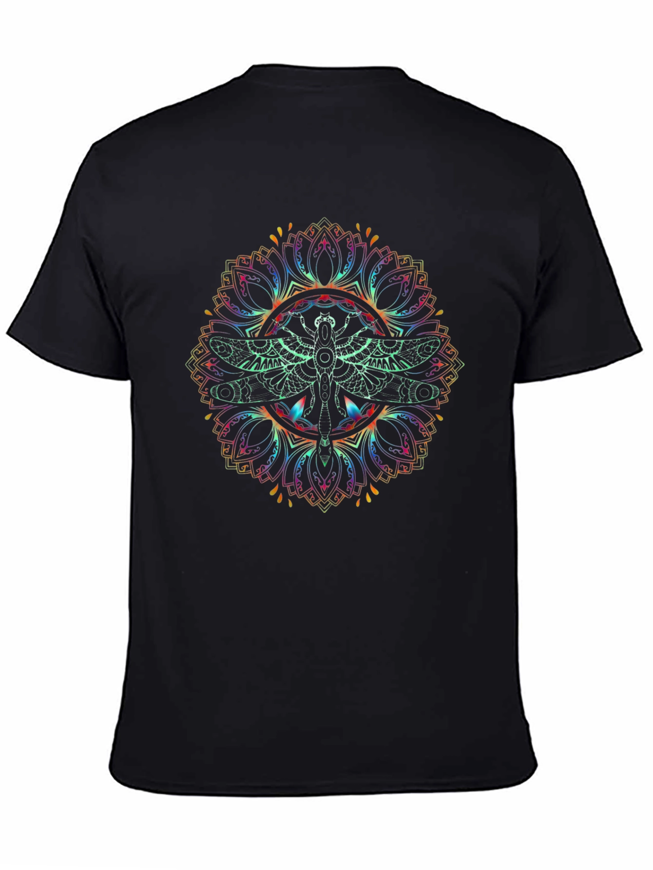Dragonfly Mandala Graphic Black T-Shirt
