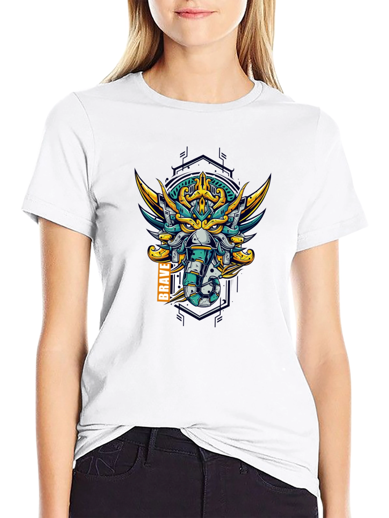 Brave Elephant Robot Graphic Tee - Cool Streetwear