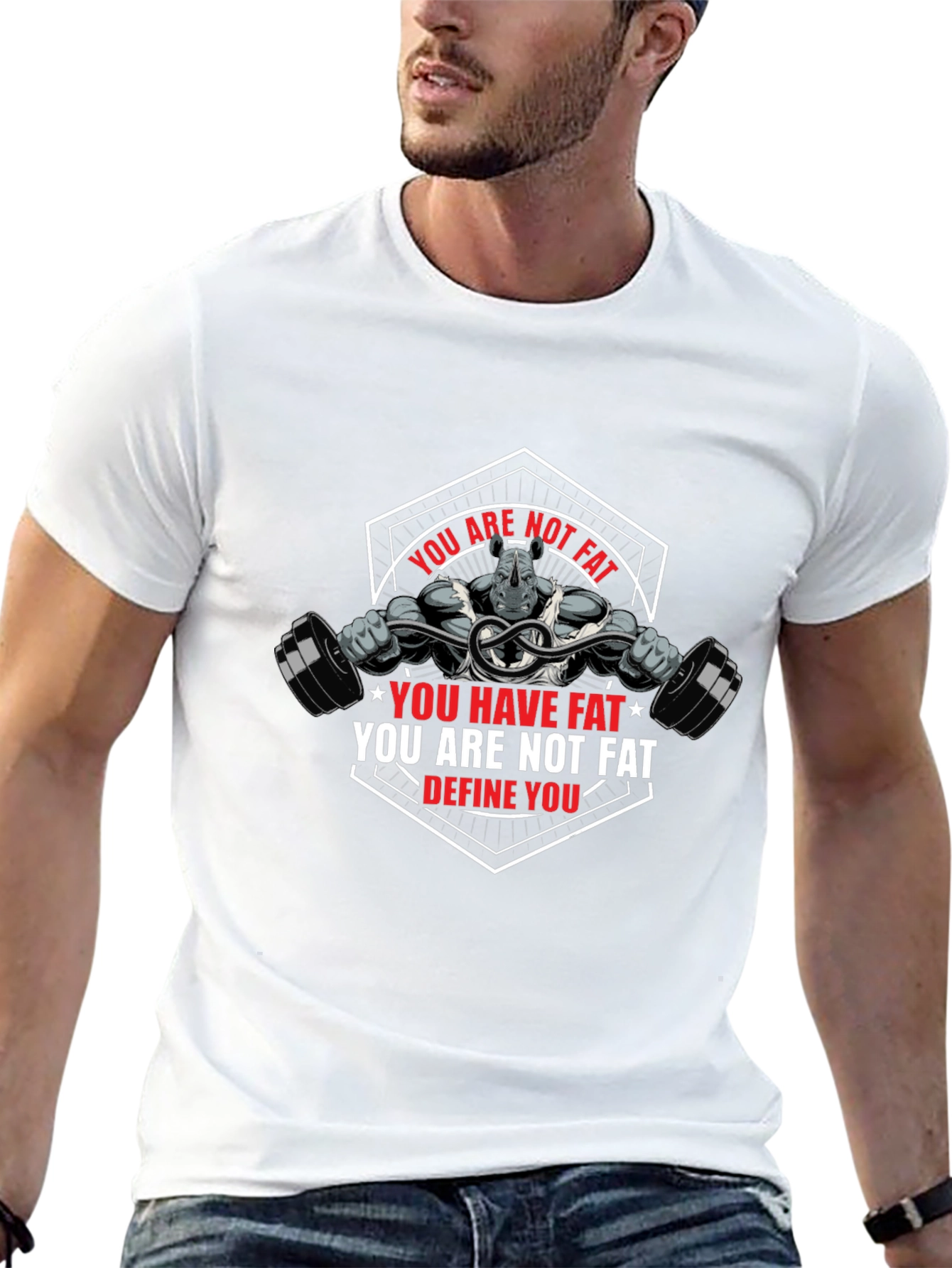 Motivational Rhino Gym T-Shirt: Define Yourself!