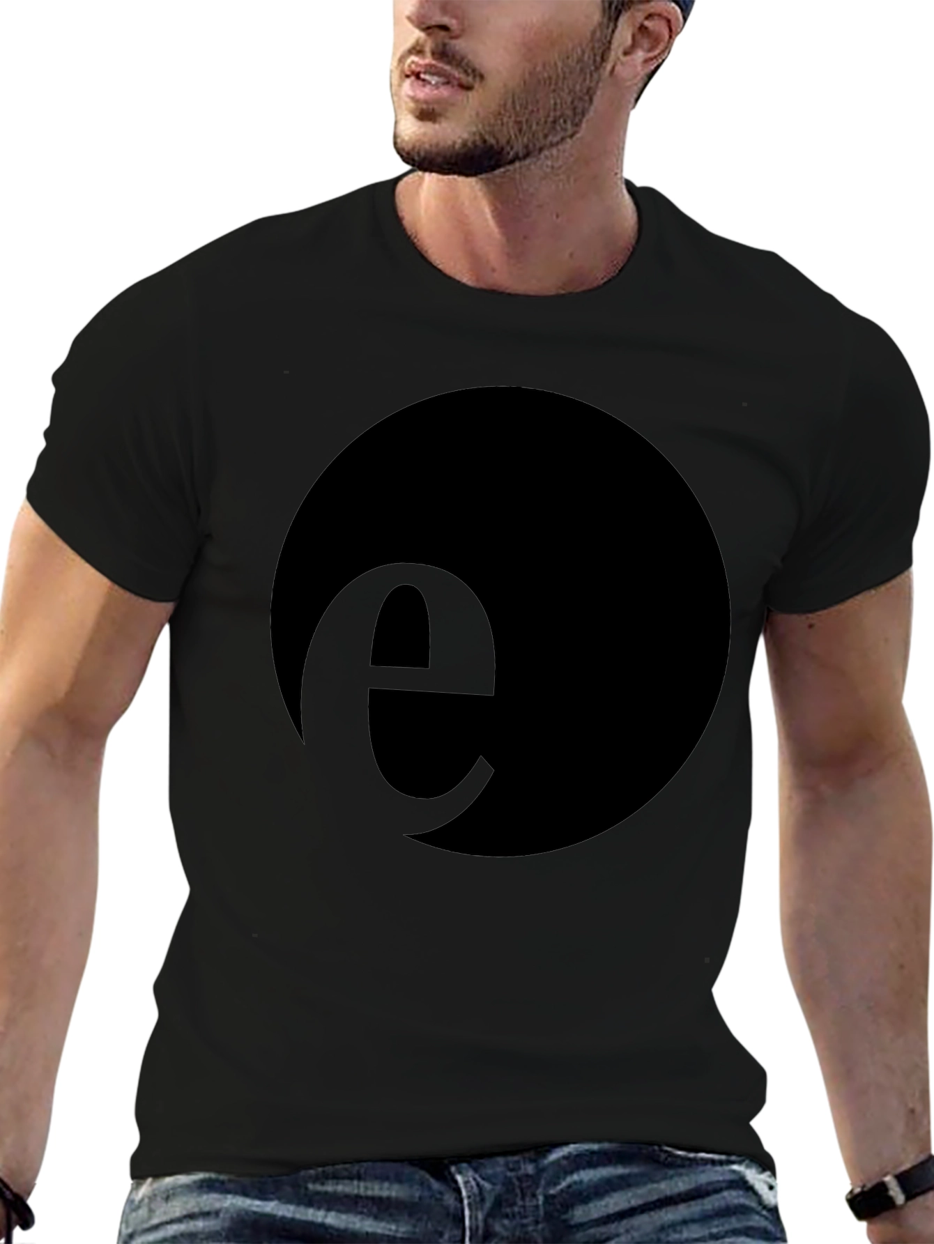 Modern Black T-Shirt with e Logo
