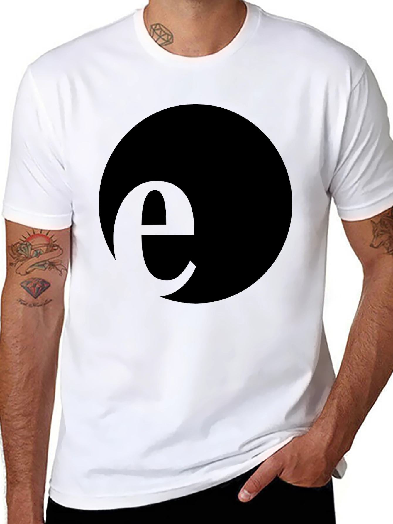 Modern Black T-Shirt with e Logo