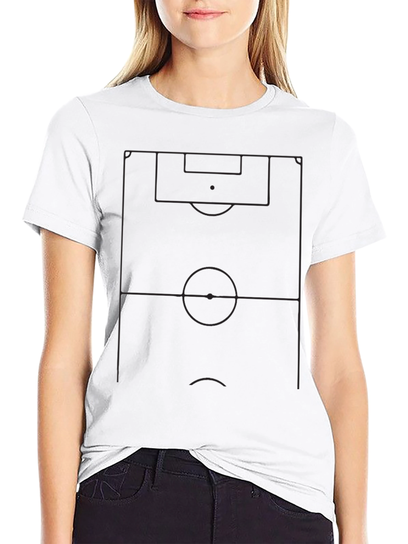 Soccer Field Outline Black T-Shirt