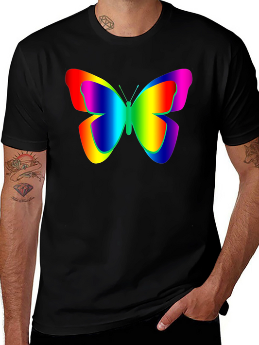 Rainbow Butterfly Graphic Black T-Shirt