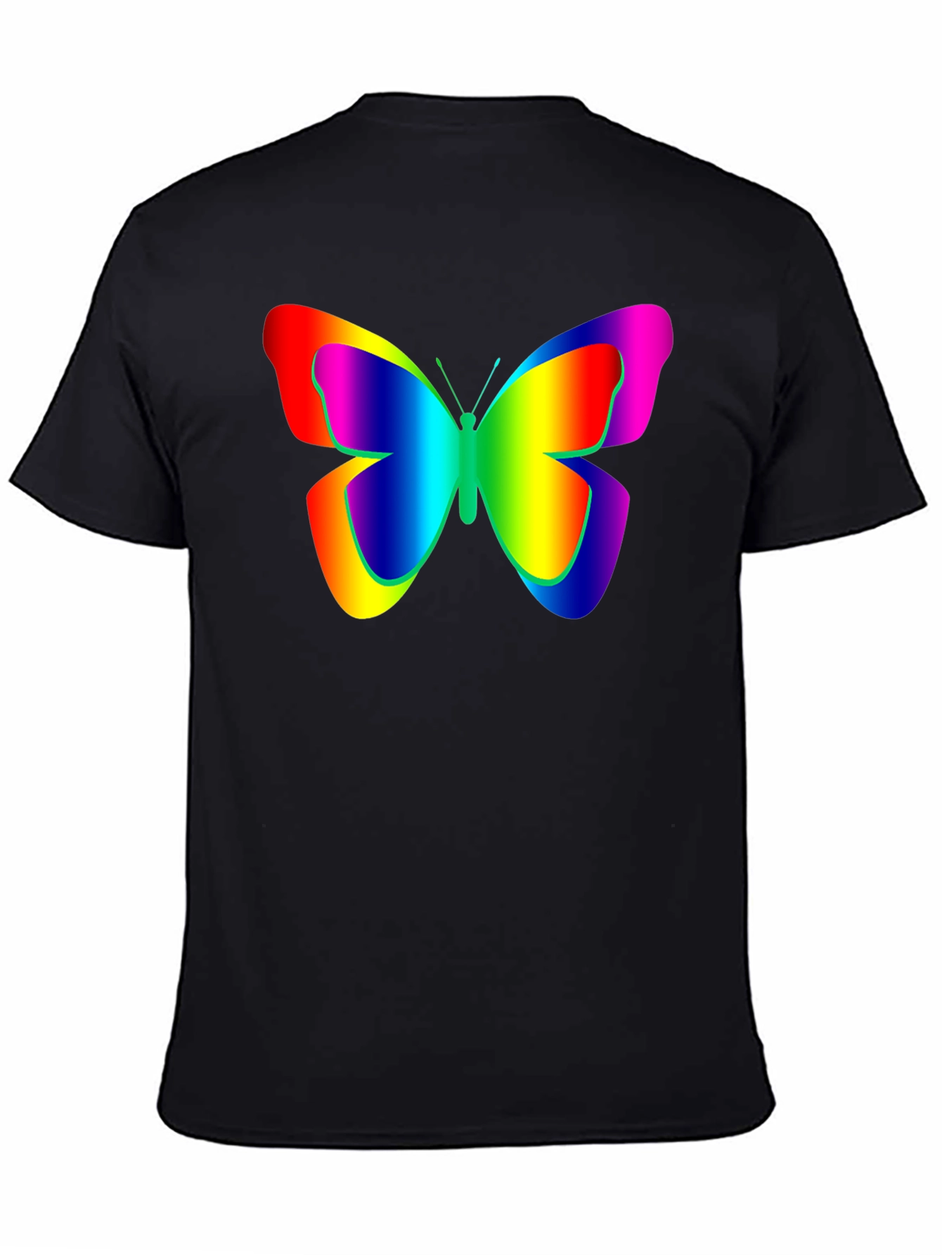 Rainbow Butterfly Graphic Black T-Shirt