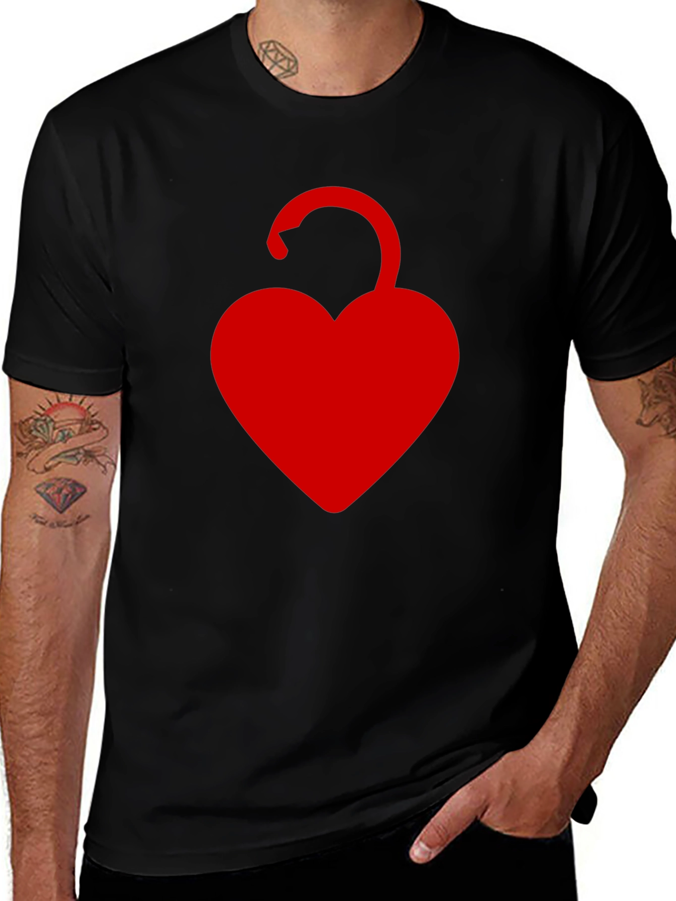 Heart Lock Graphic T-Shirt - Black