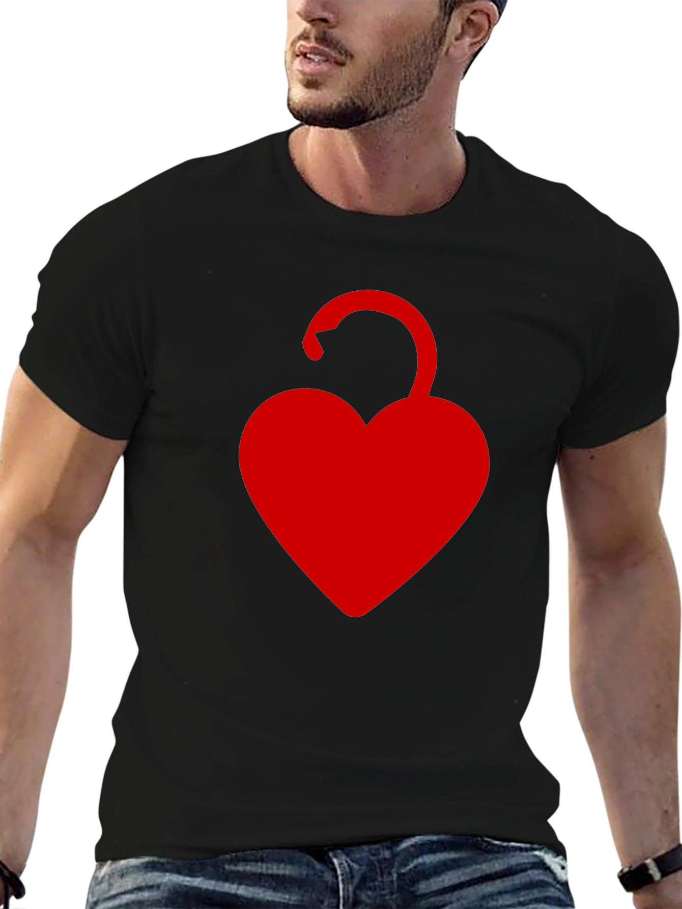 Heart Lock Graphic T-Shirt - Black