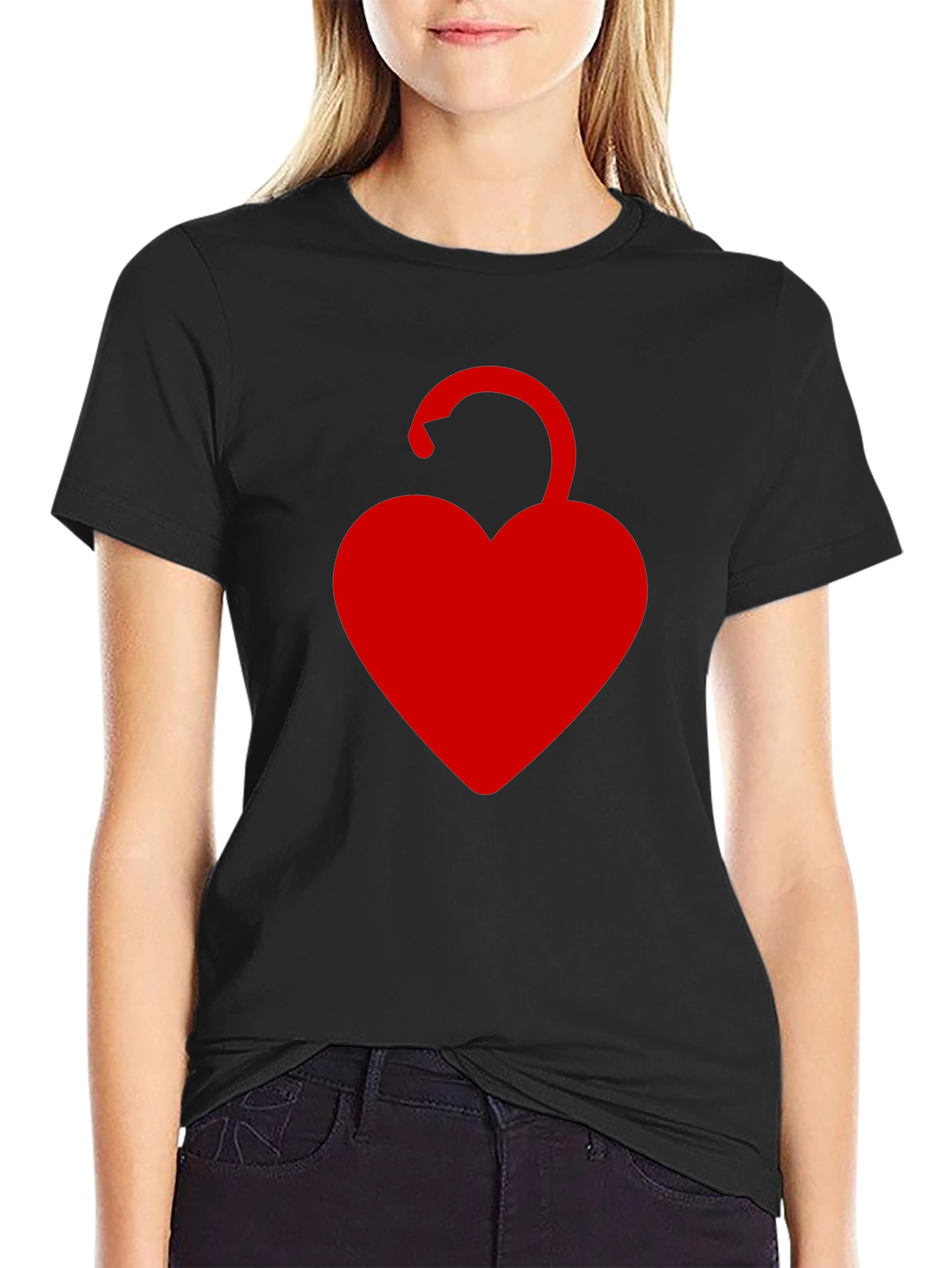 Heart Lock Graphic T-Shirt - Black