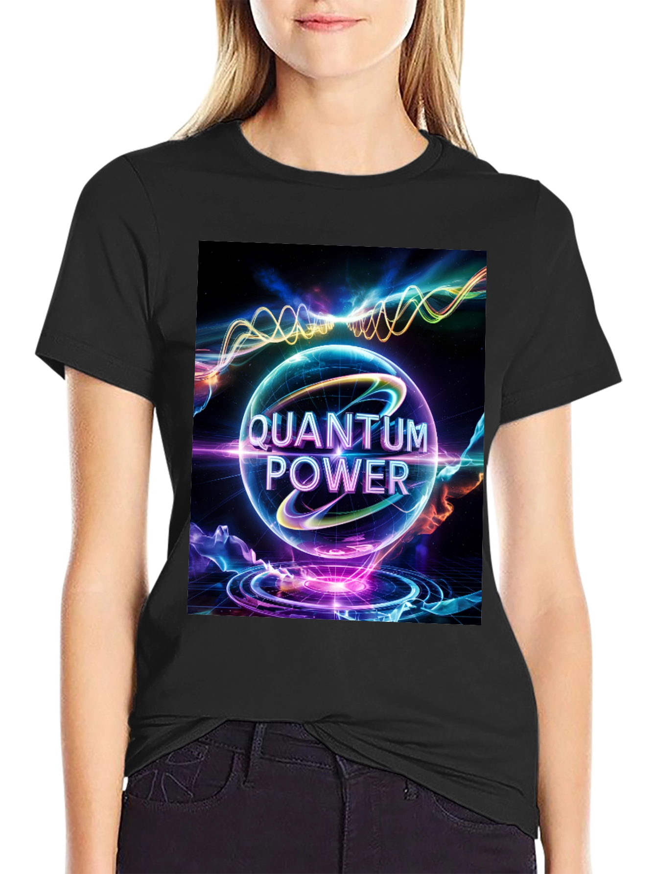 Quantum Power Graphic Tee - Black Cotton Blend