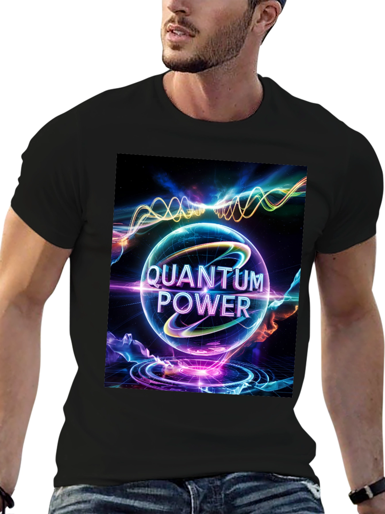 Quantum Power Graphic Tee - Black Cotton Blend