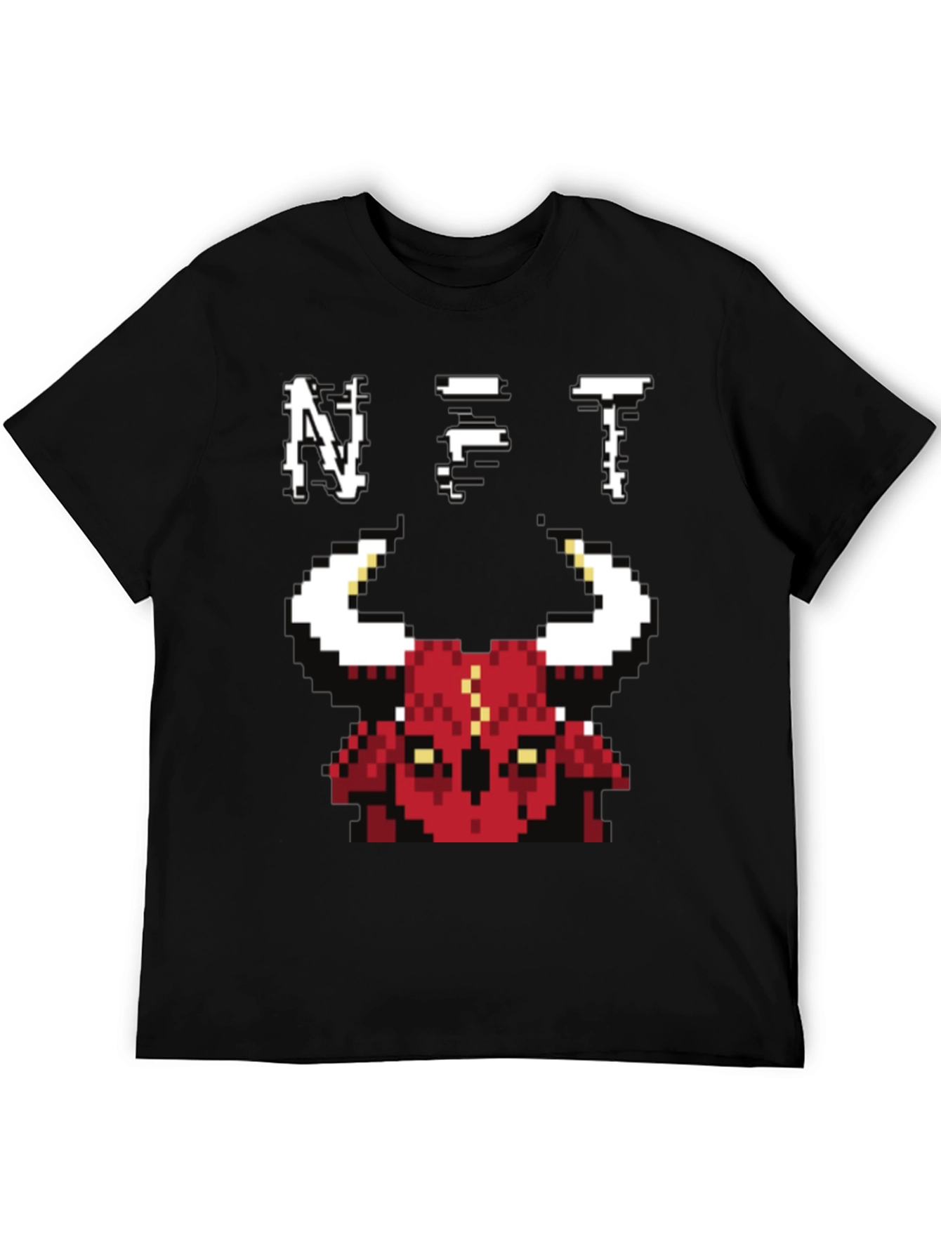 Pixel Bull NFT Graphic Tee - Black Cotton T-Shirt