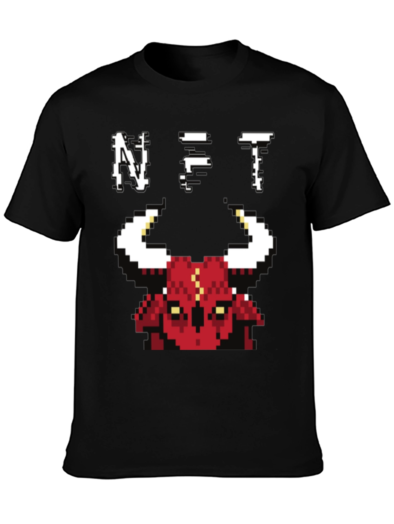 Pixel Bull NFT Graphic Tee - Black Cotton T-Shirt