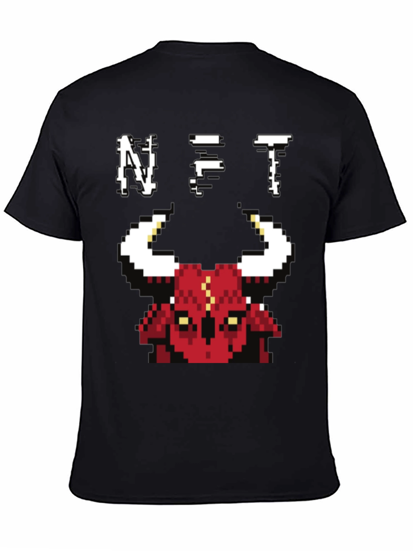 Pixel Bull NFT Graphic Tee - Black Cotton T-Shirt
