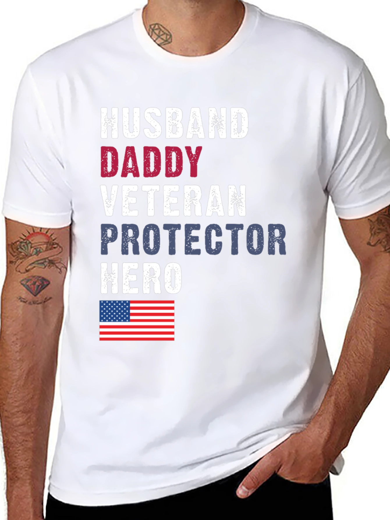 Husband Daddy Veteran Graphic Tee