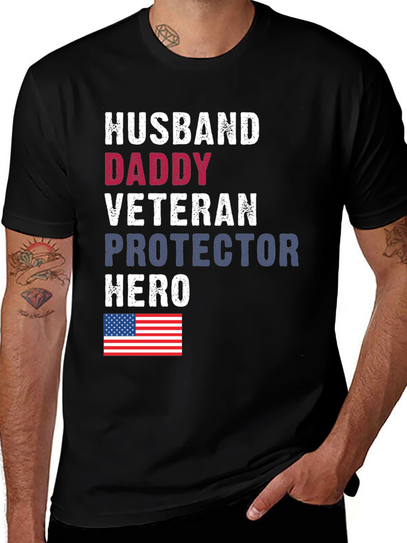 Husband Daddy Veteran Graphic Tee