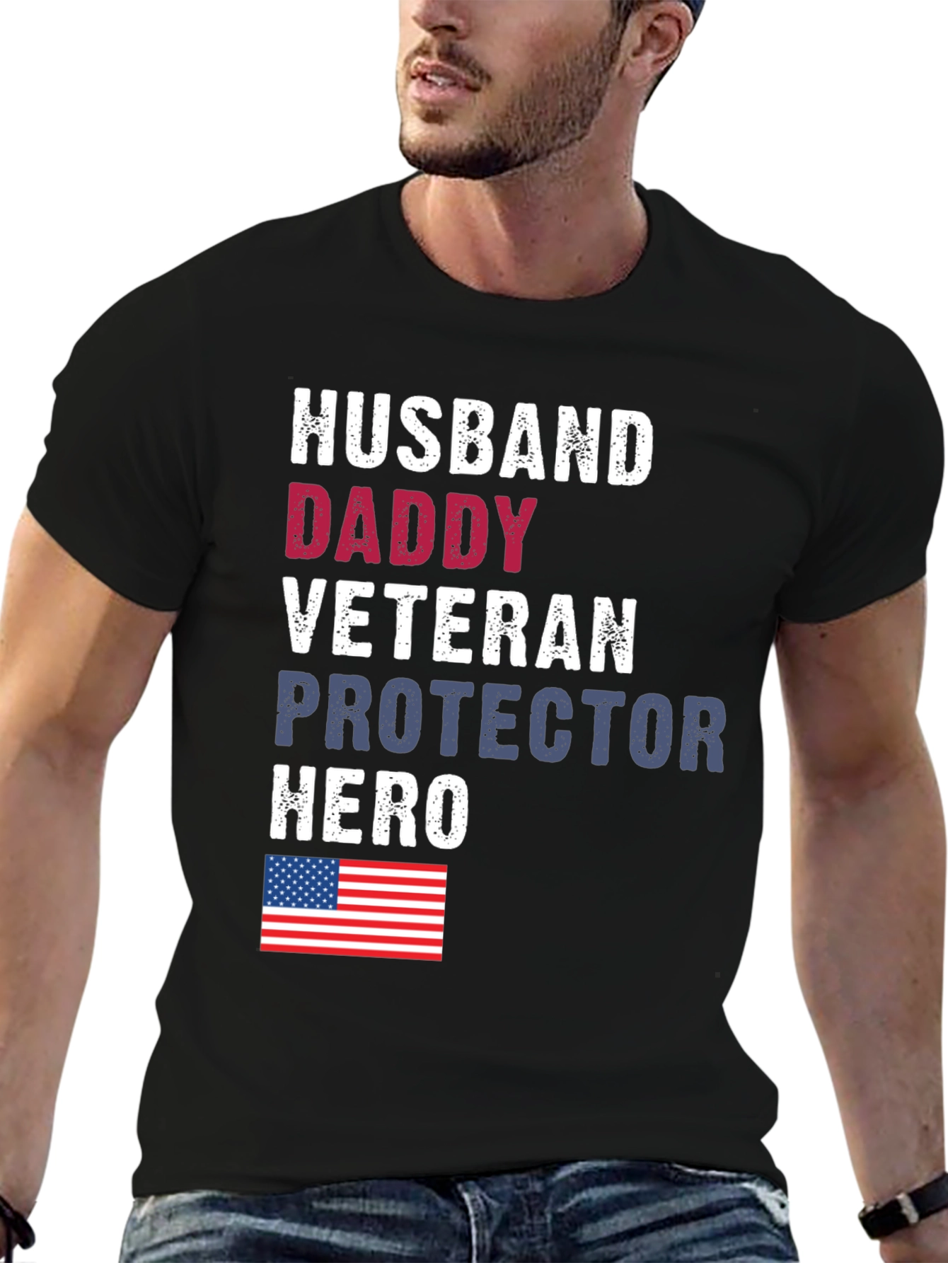 Husband Daddy Veteran Graphic Tee
