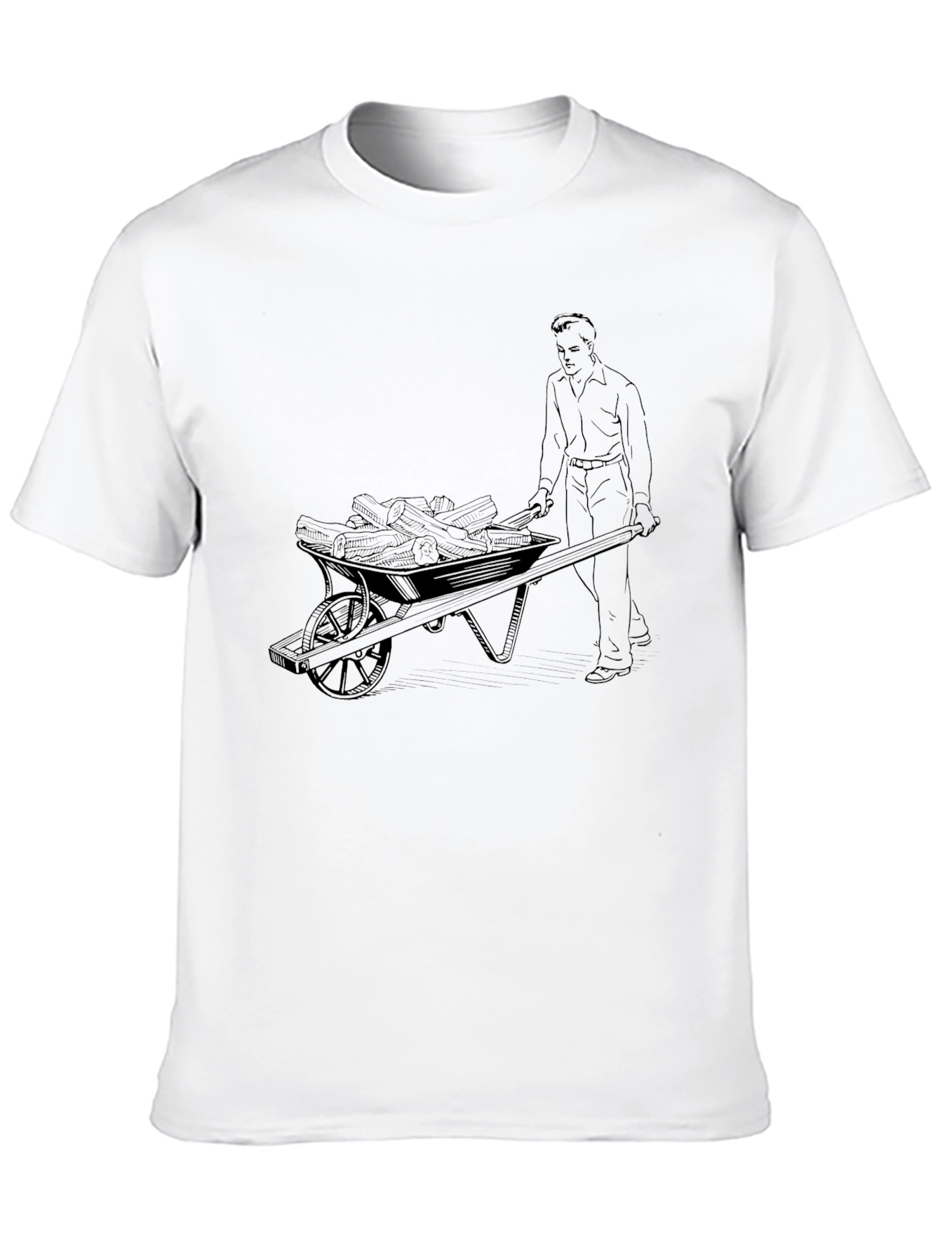Mens Black Tee with Wheelbarrow Design