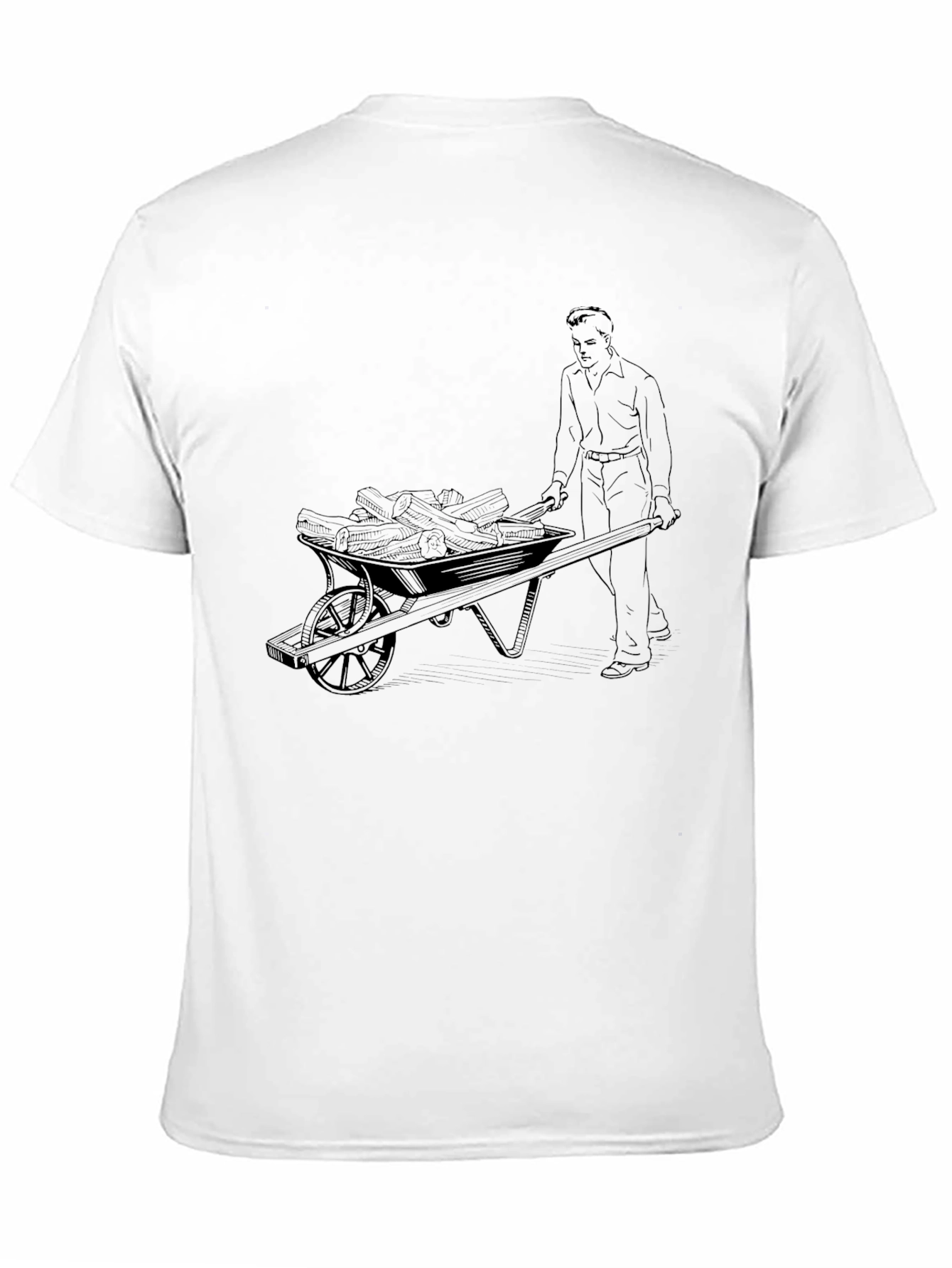 Mens Black Tee with Wheelbarrow Design