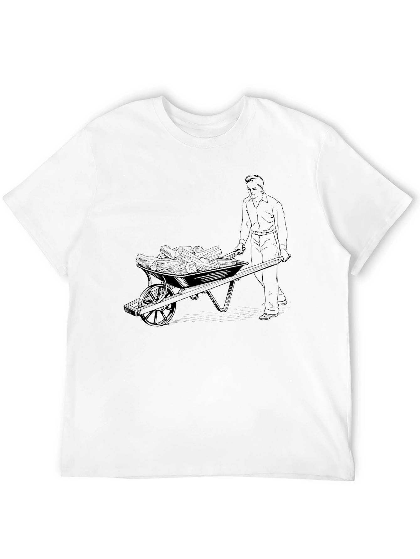 Mens Black Tee with Wheelbarrow Design