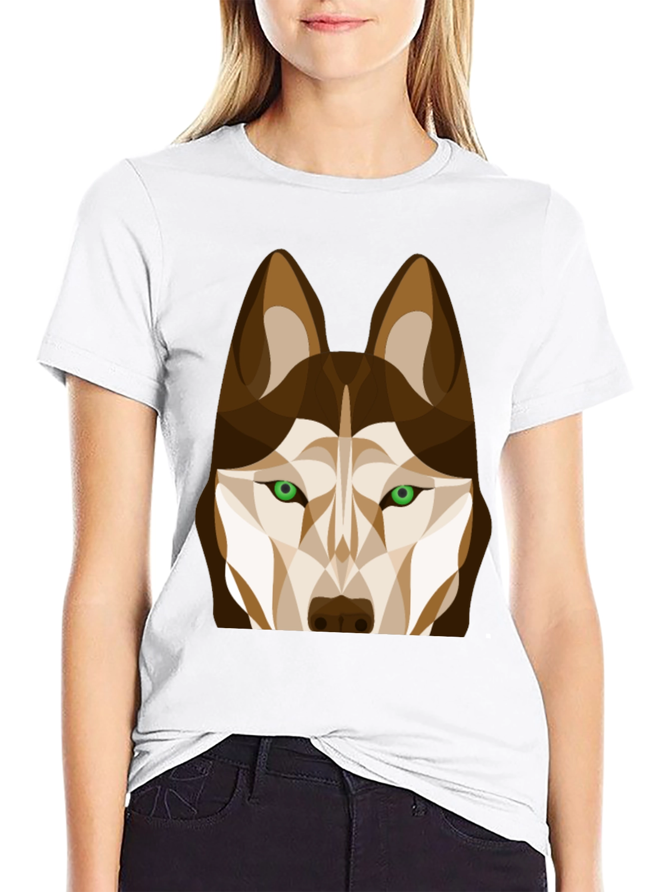 Geometric Husky Graphic Tee - Black