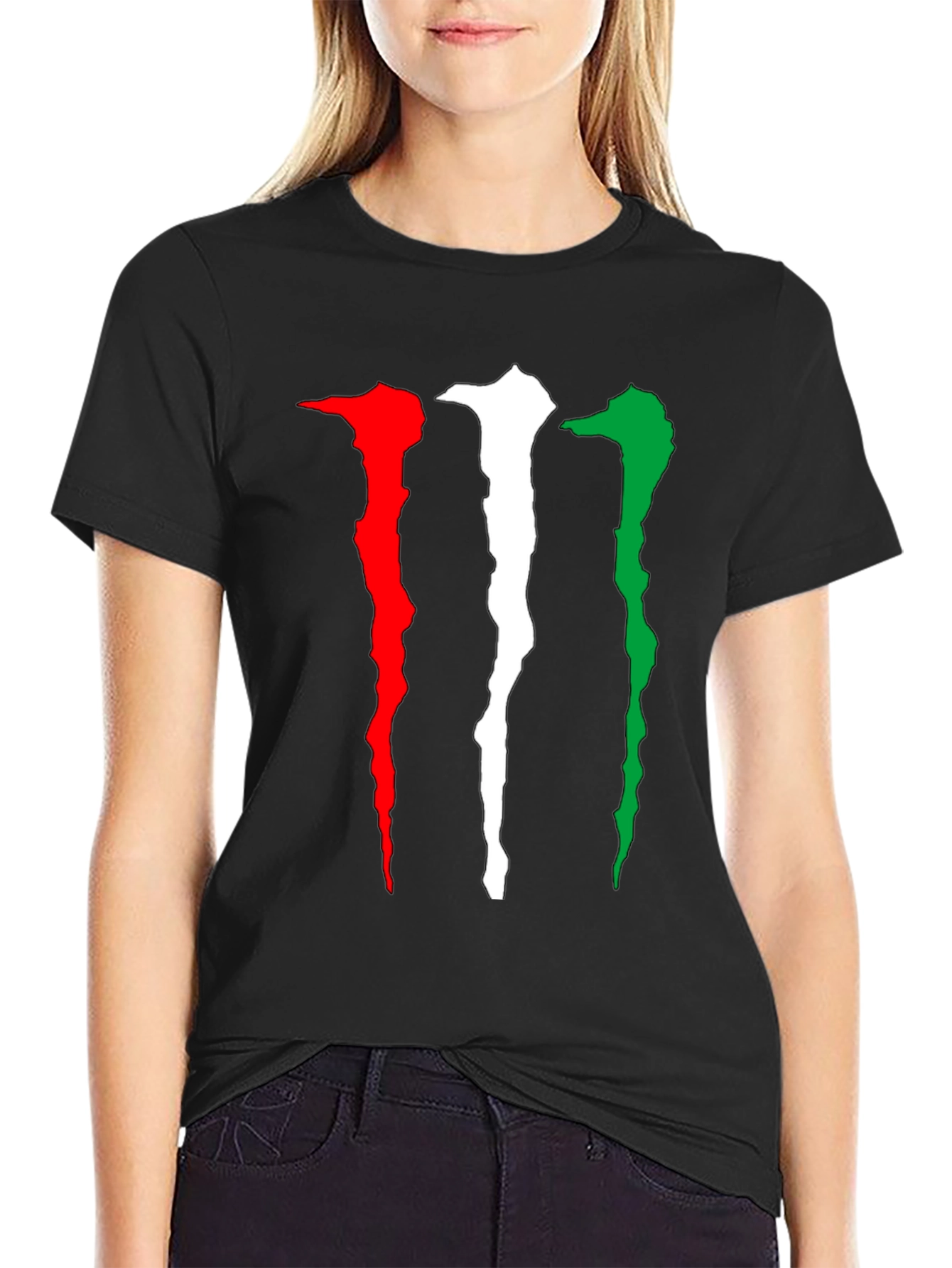 Monster Energy Claw Mark Italian Flag Black T-Shirt