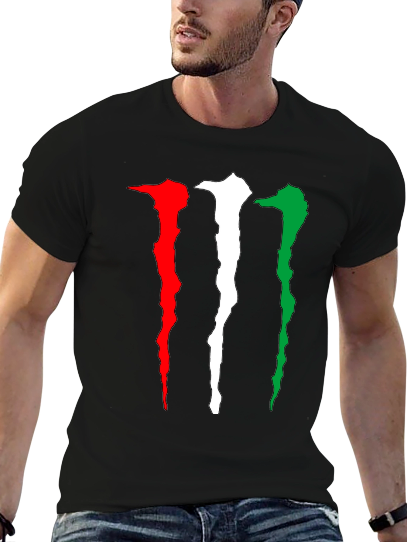 Monster Energy Claw Mark Italian Flag Black T-Shirt