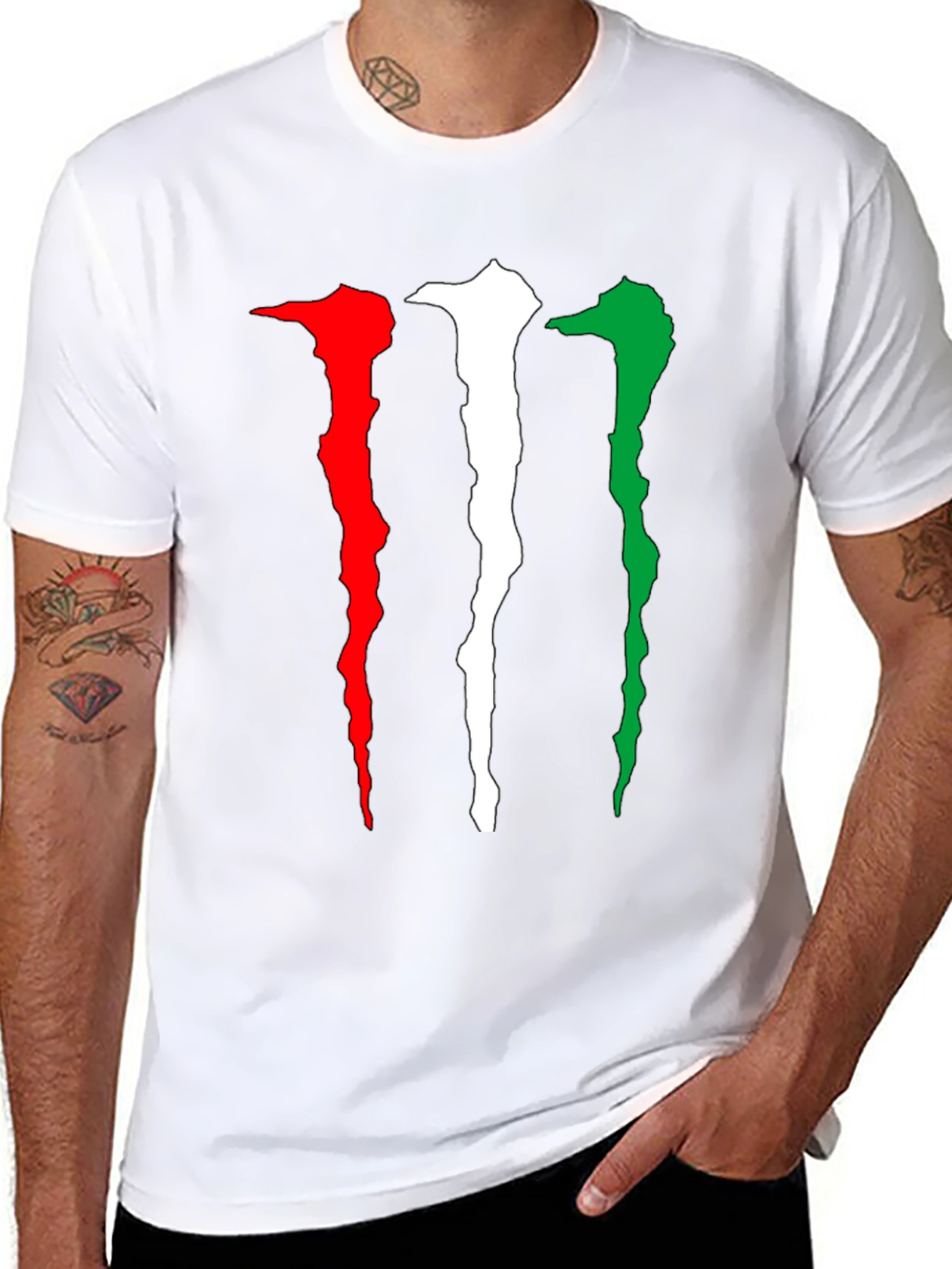 Monster Energy Claw Mark Italian Flag Black T-Shirt