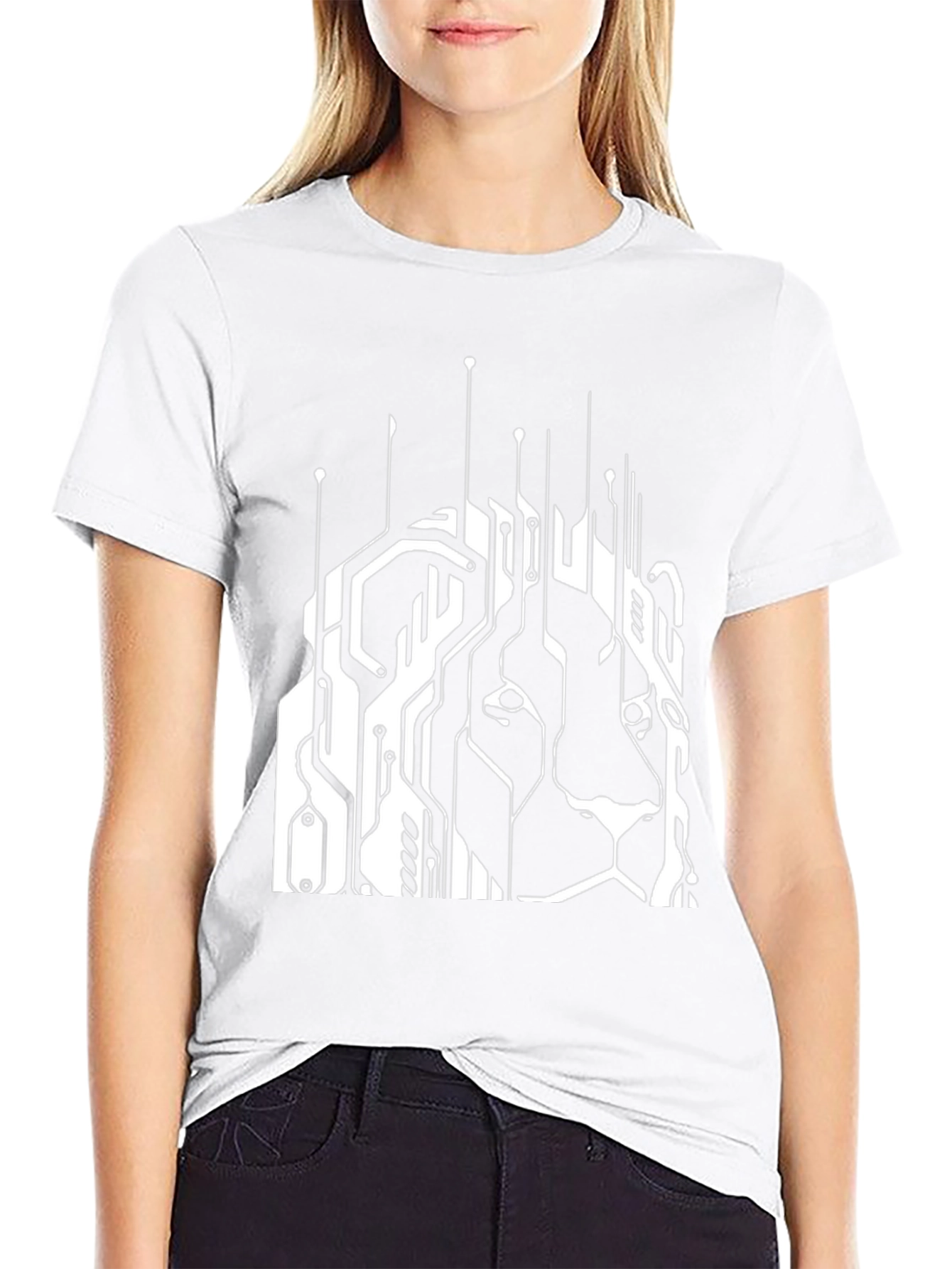 Tech Lion Graphic Tee - Circuit Board Style
