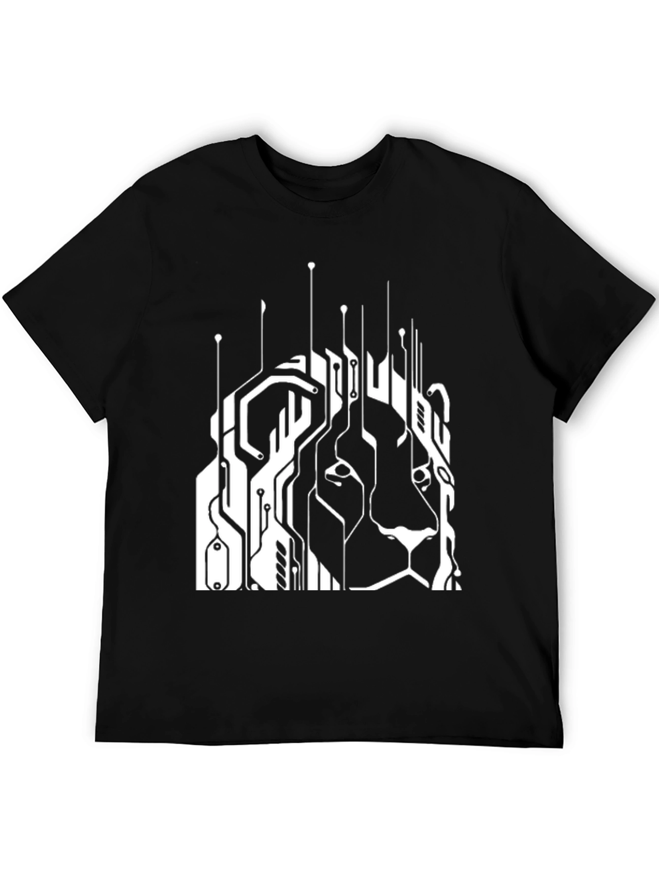 Tech Lion Graphic Tee - Circuit Board Style