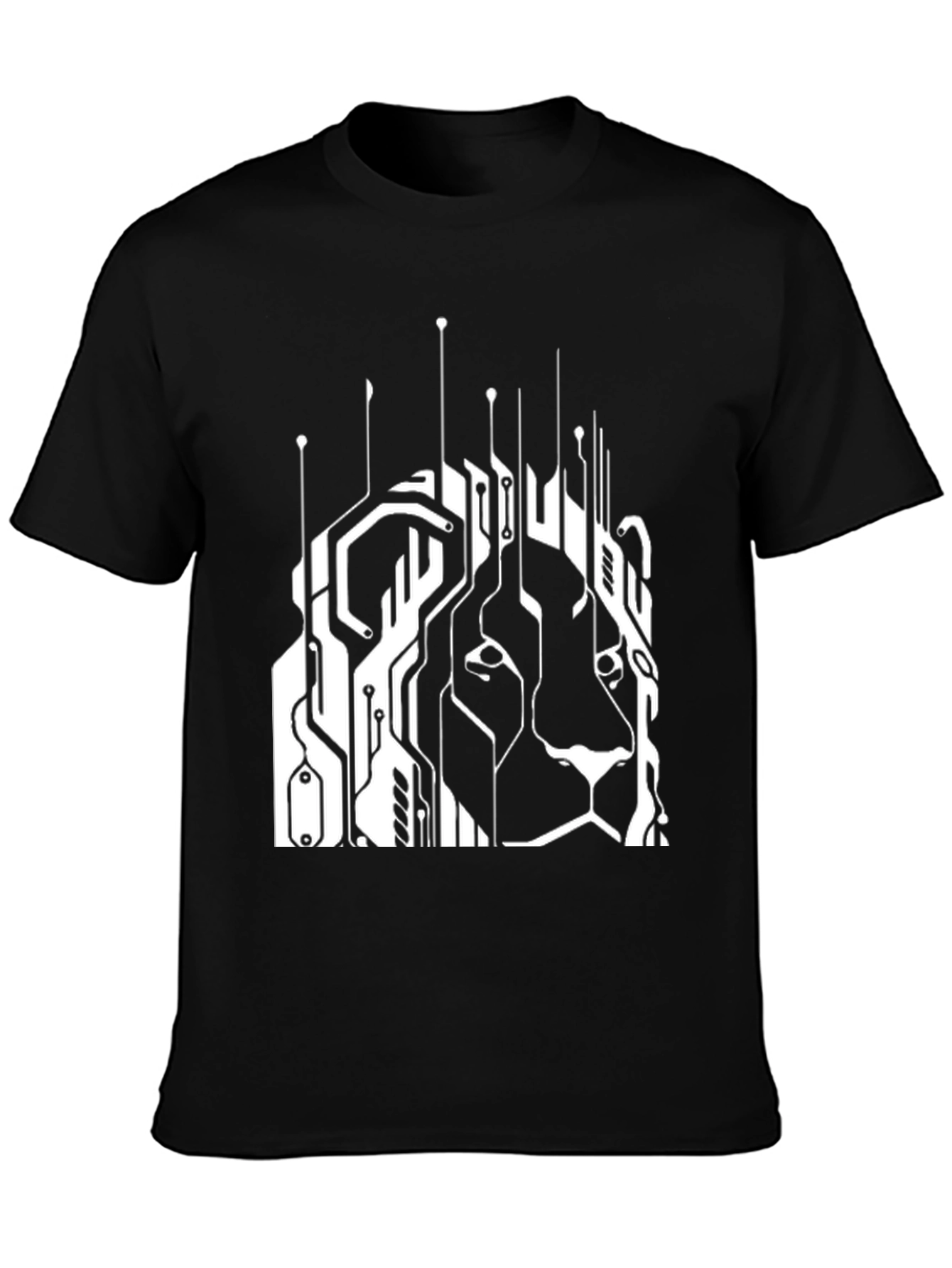 Tech Lion Graphic Tee - Circuit Board Style