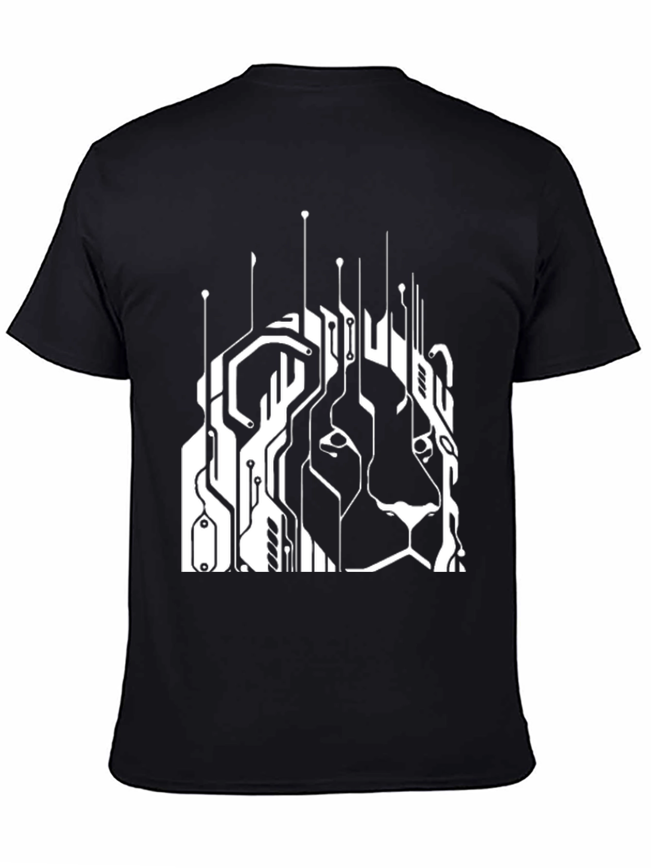 Tech Lion Graphic Tee - Circuit Board Style