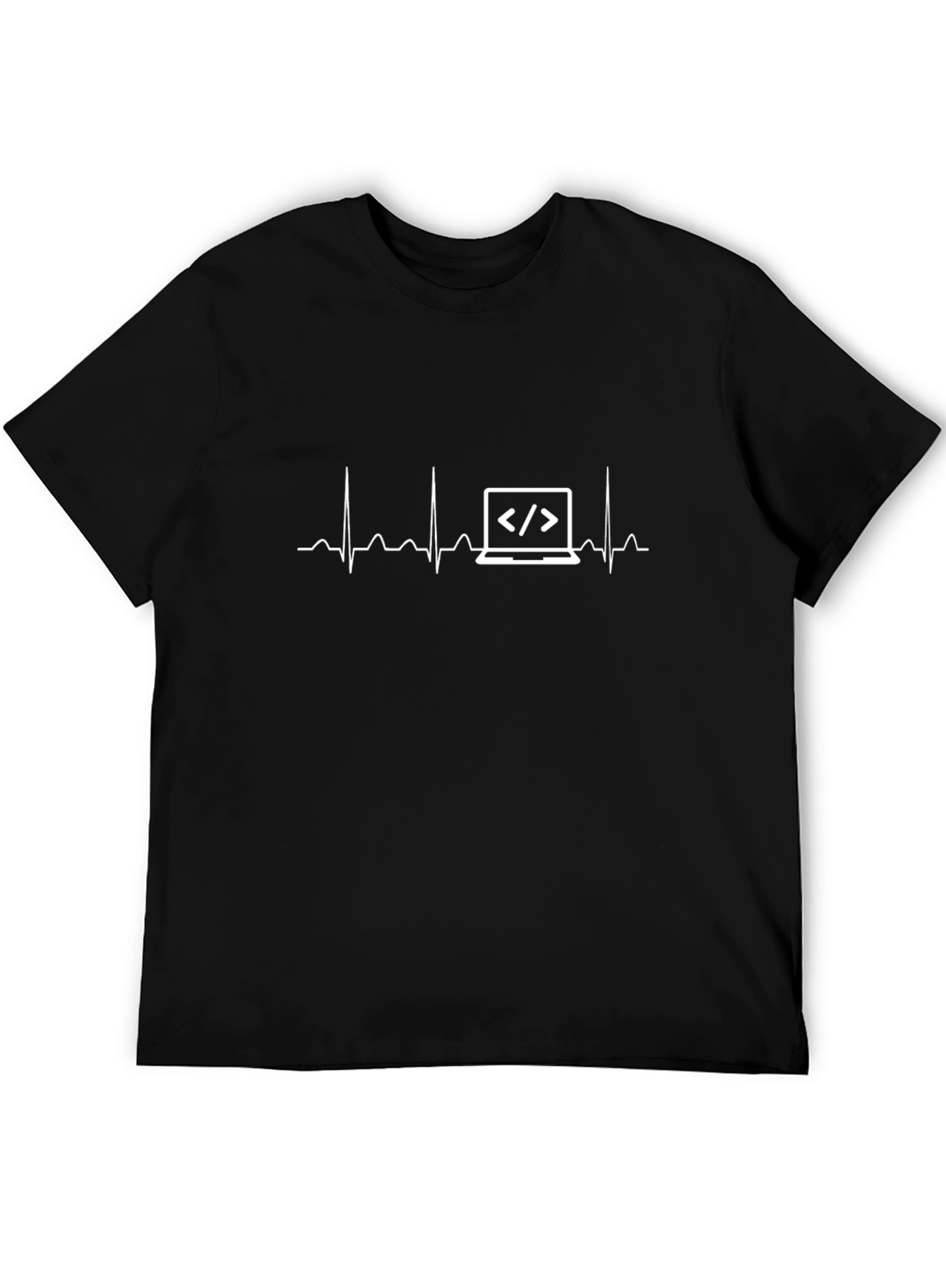 Coding Heartbeat Black T-Shirt - Programmer Life
