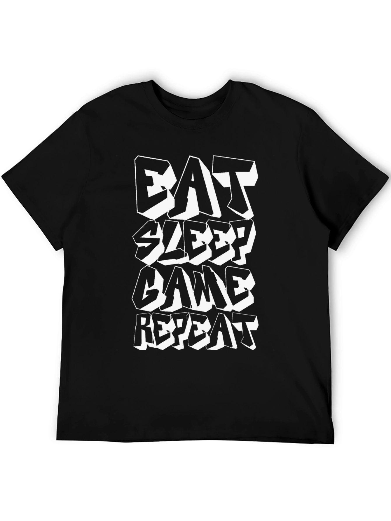 Eat Sleep Game Repeat Black Graphic Tee
