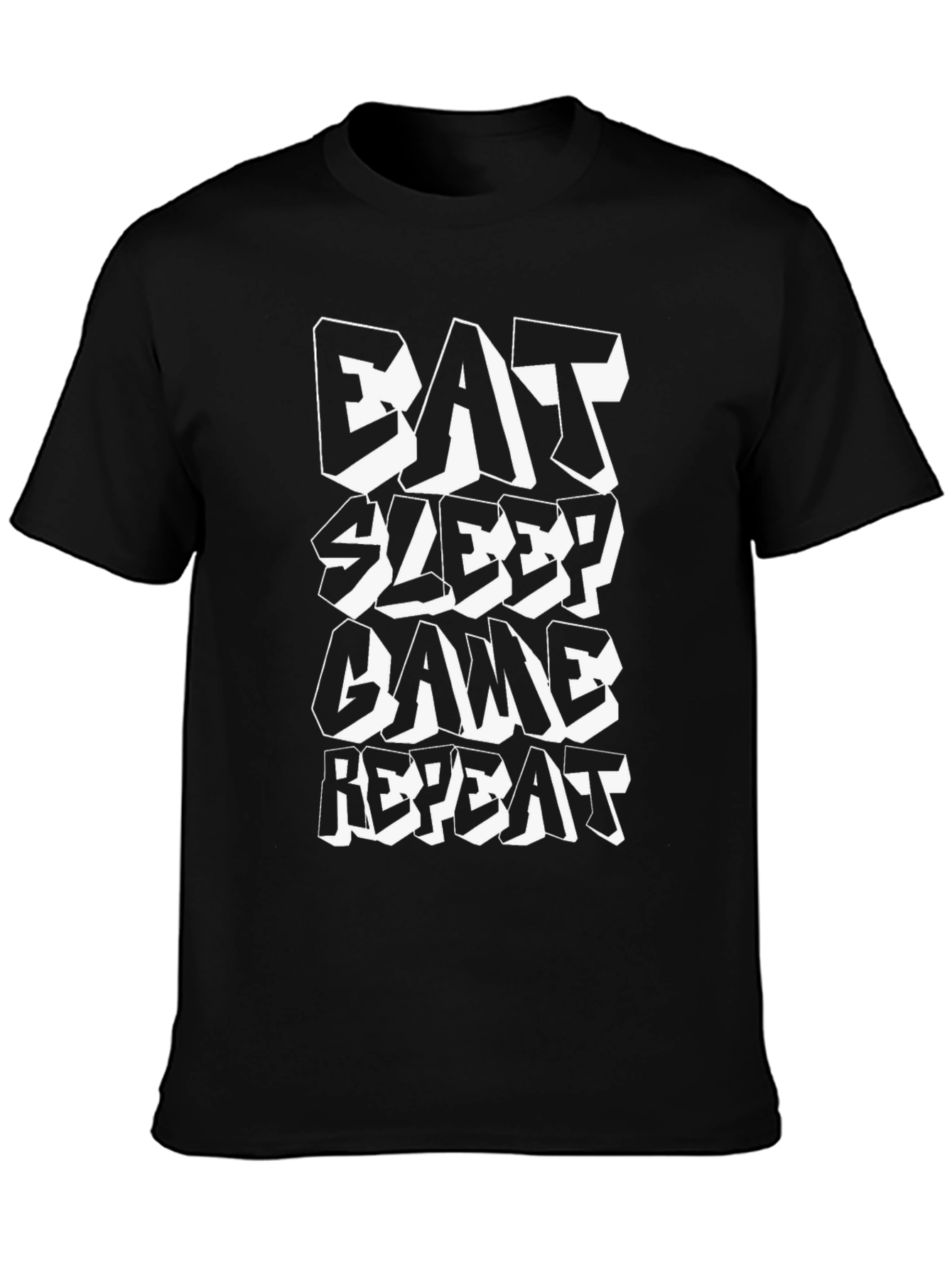 Eat Sleep Game Repeat Black Graphic Tee