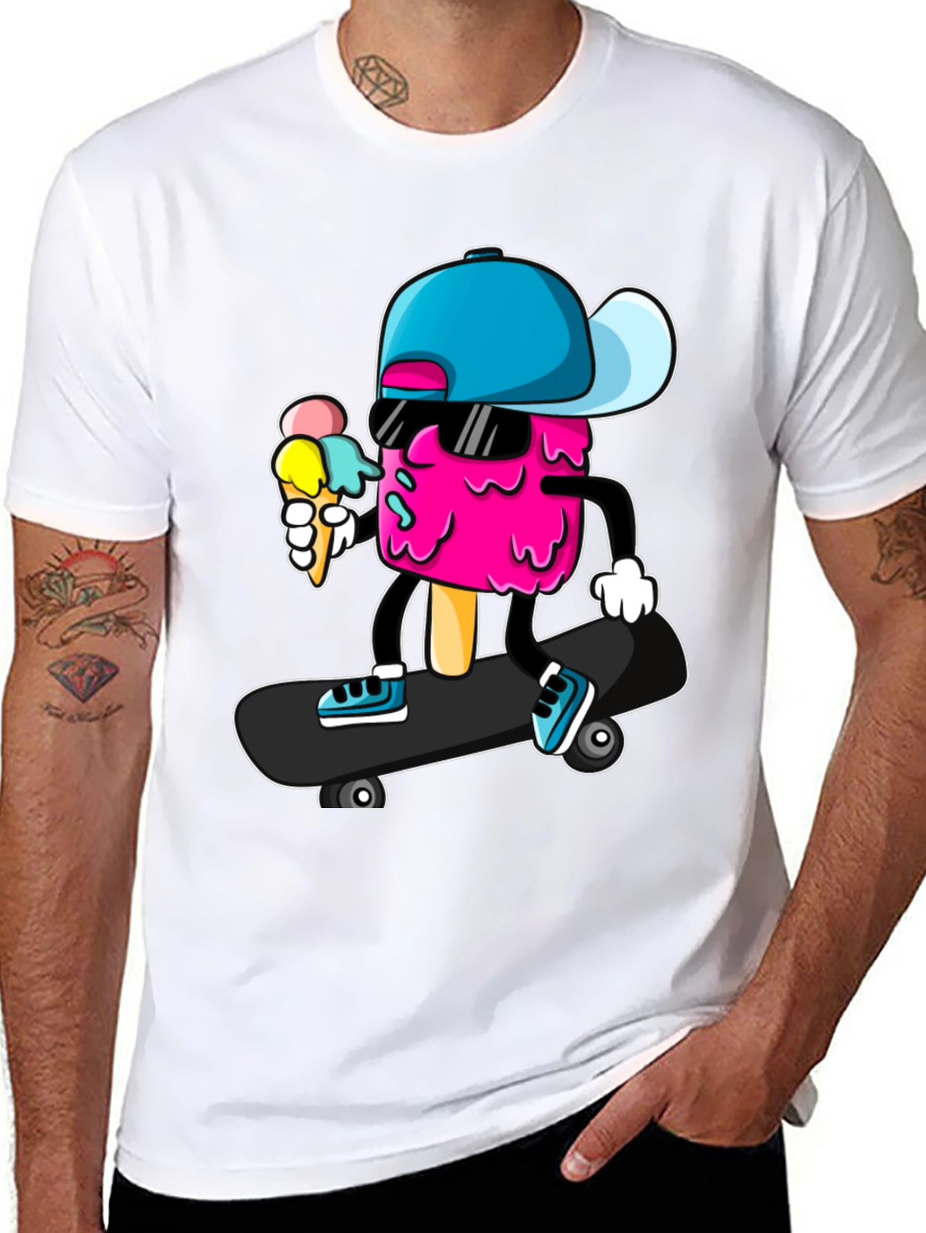 Cool Ice Cream Skateboarder Graphic Tee